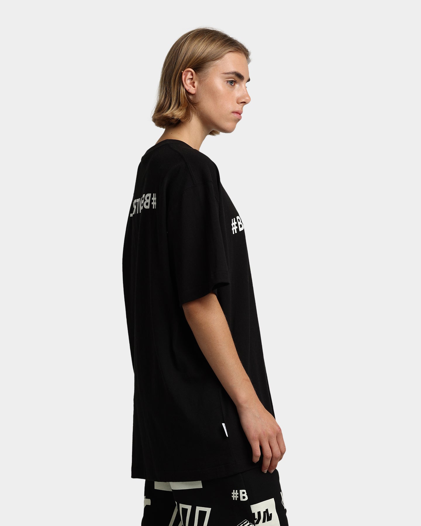 BEENTRILL Backwards Short Sleeve T-Shirt Black Style001