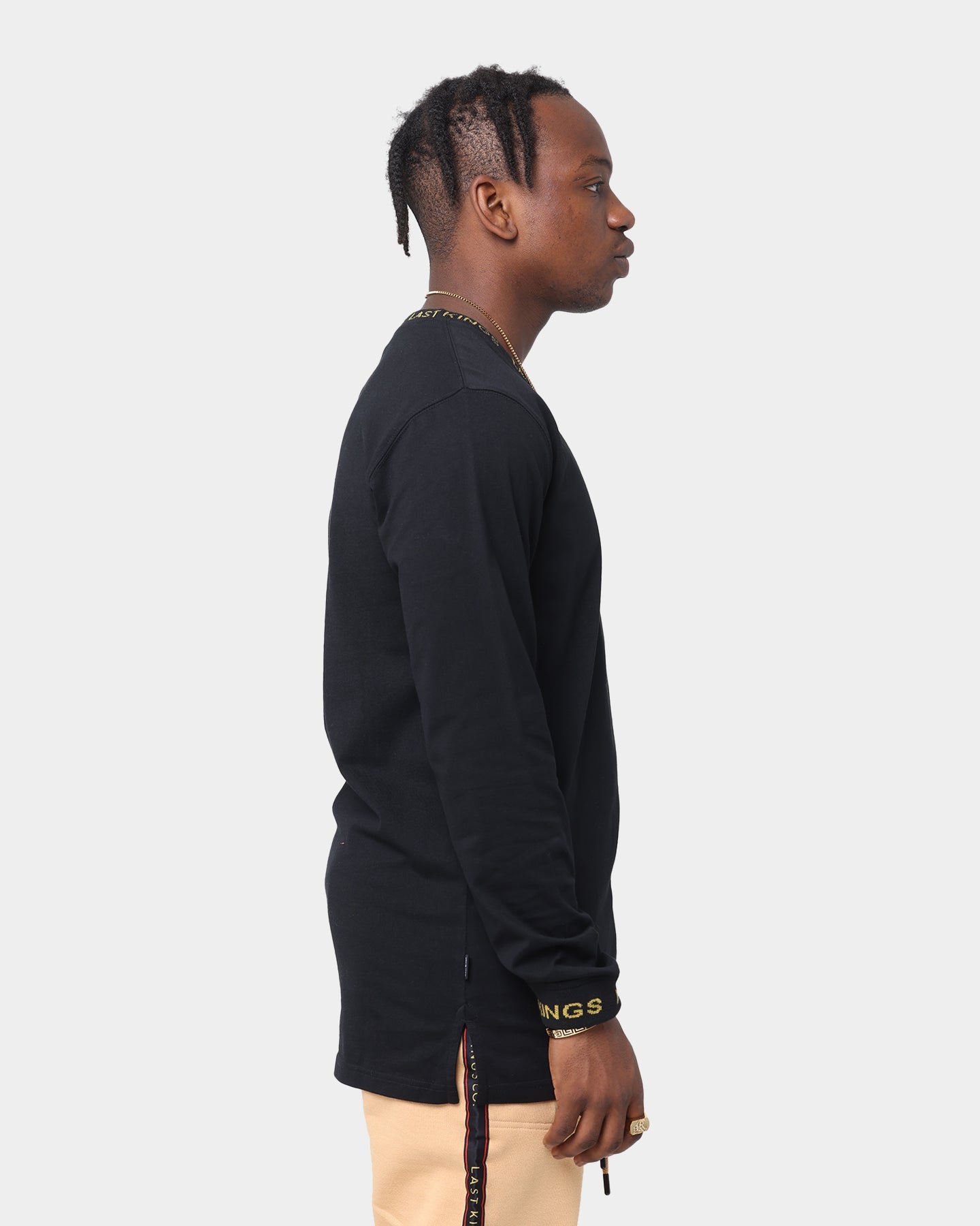 Last Kings Logo Rib Long Sleeve T-Shirt Black