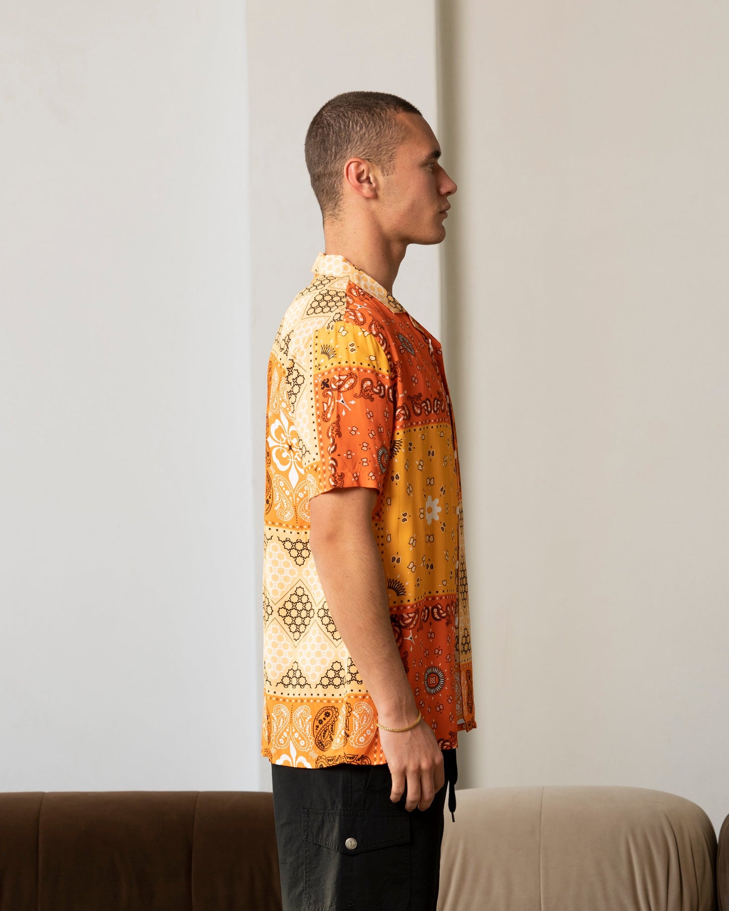 Carre Bandana Ultra Button Up Shirt Orange