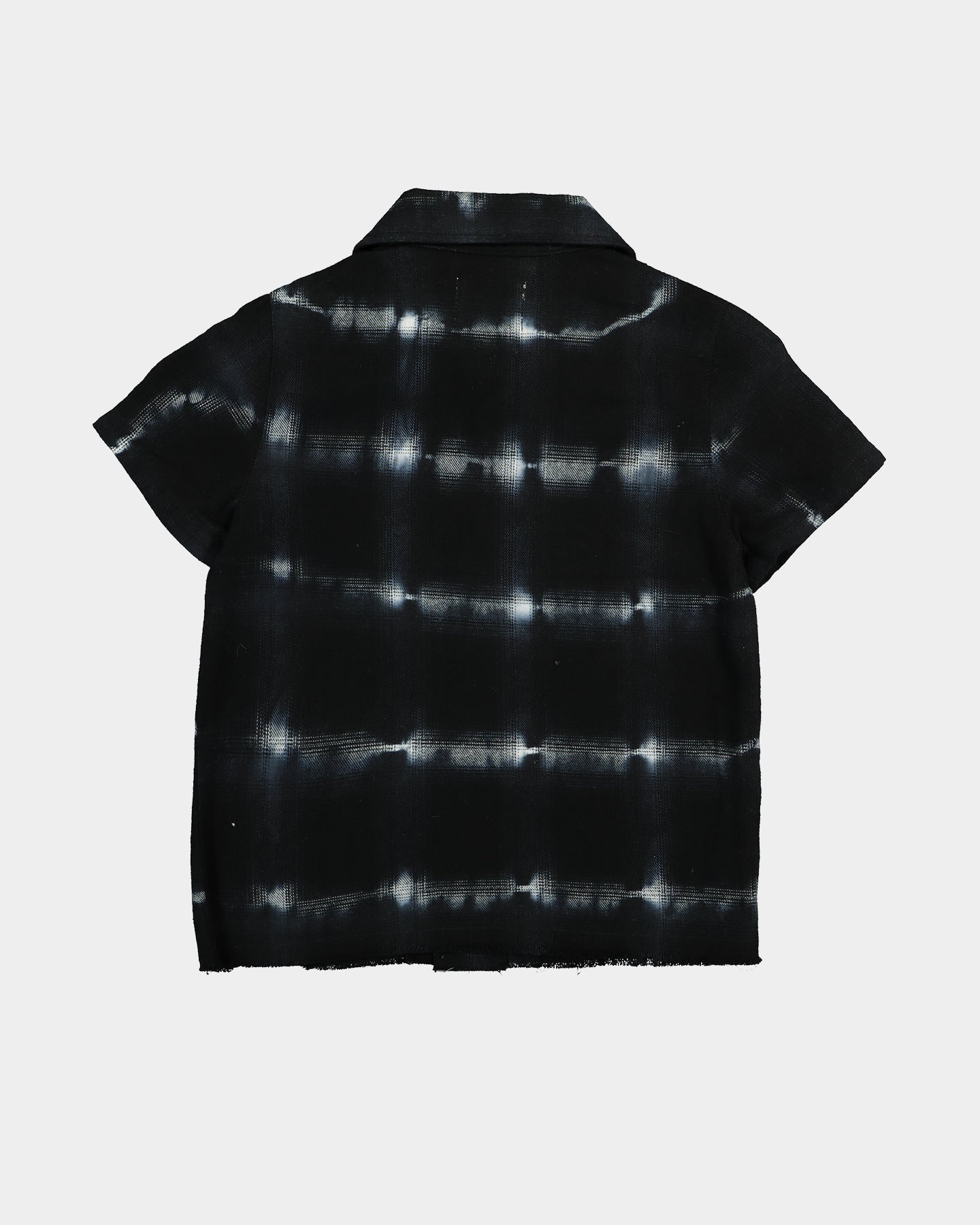 EN ES Kids Kids' Freyed Button Up Short Sleeve Shirt Black/White