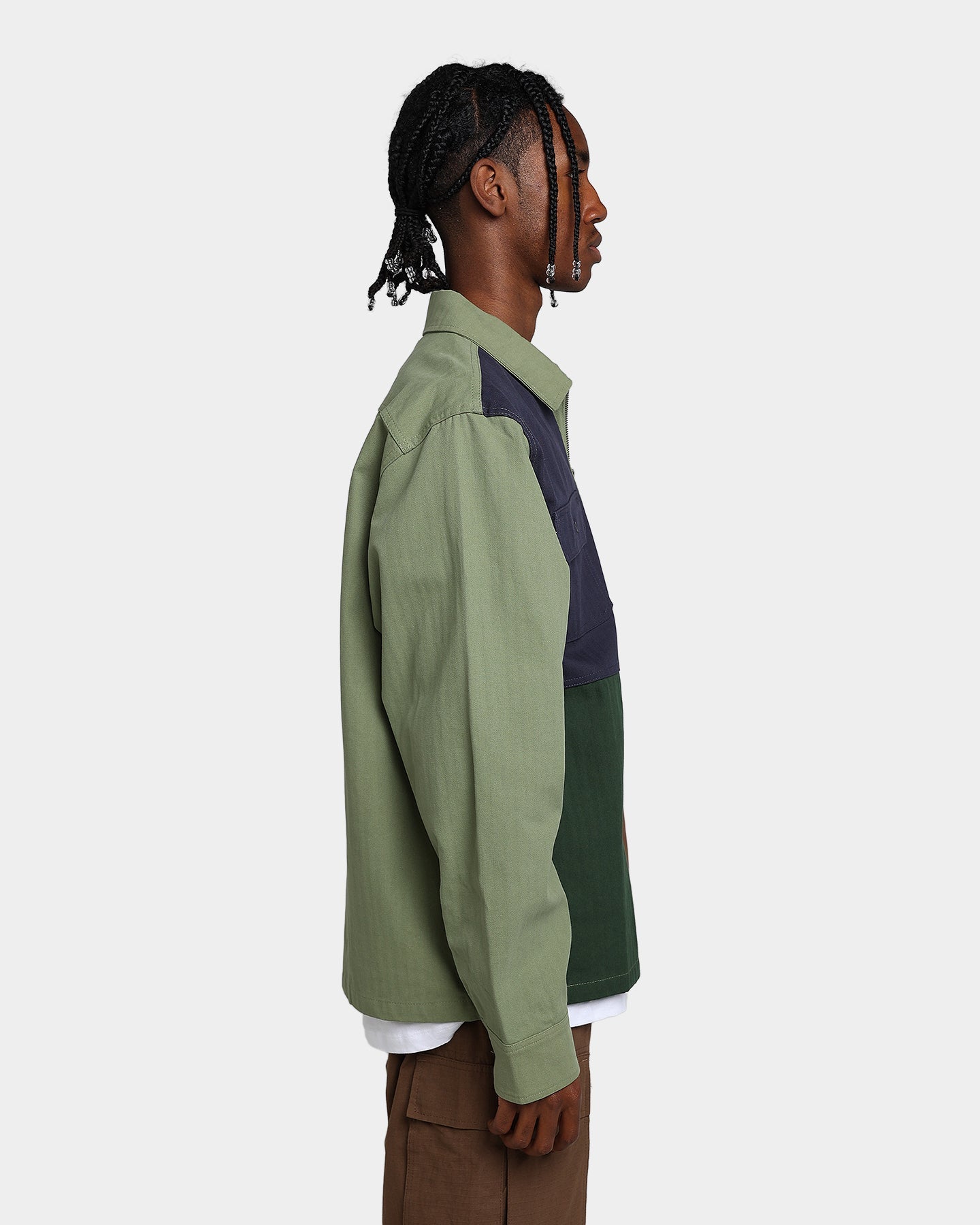 HUF Split Zip Work Shirt Olive