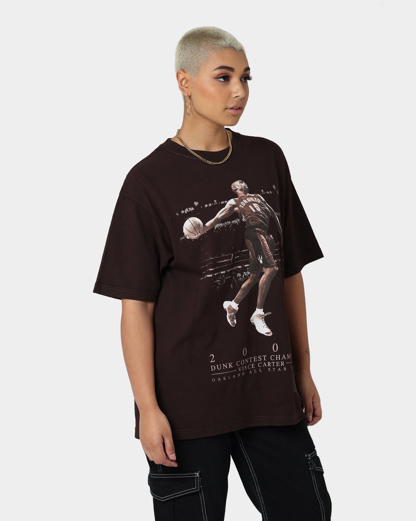 Mitchell & Ness Toronto Raptors Carter Photo T-Shirt Baroque Brown Style001