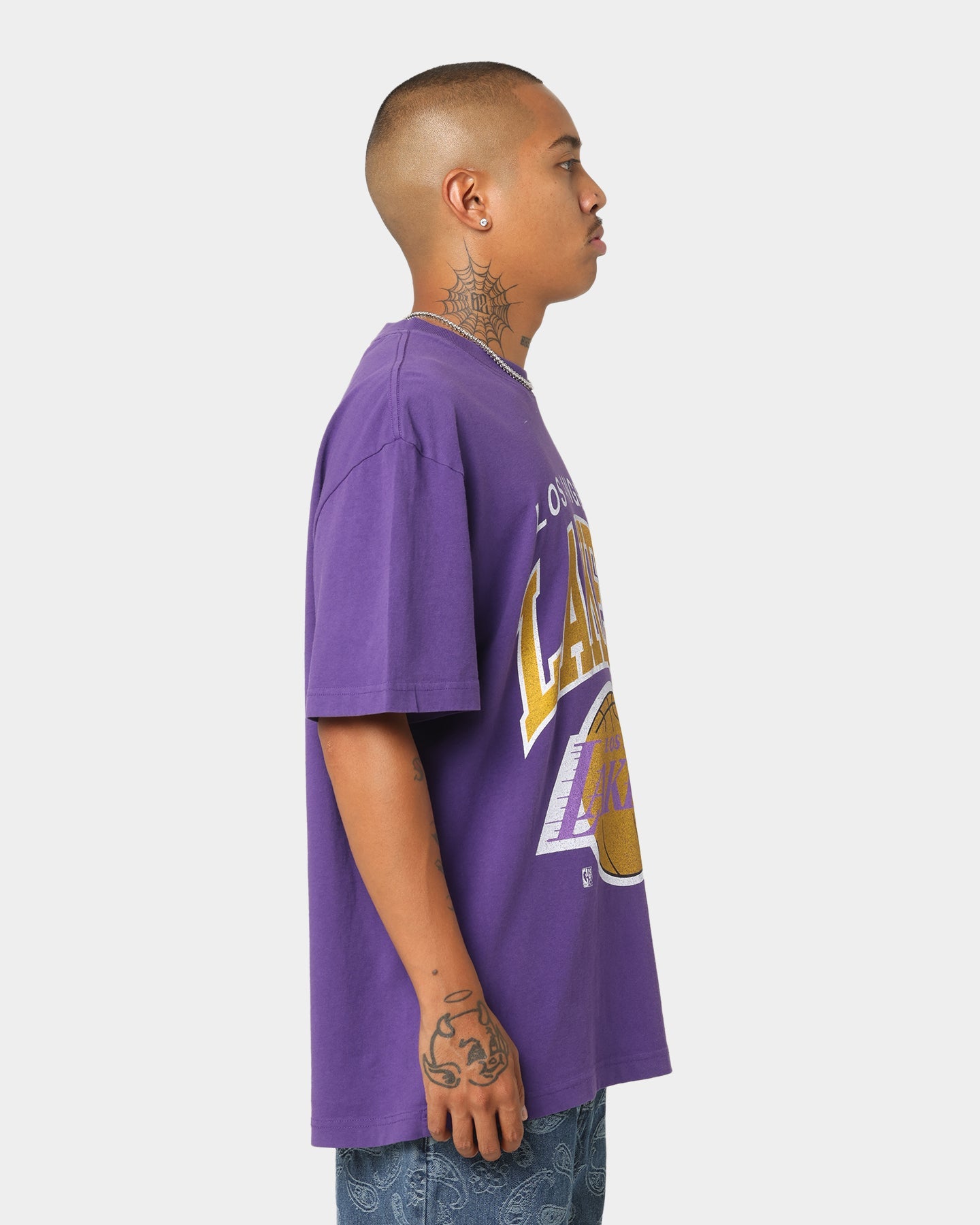 Mitchell & Ness Los Angeles Lakers XL Arch Vintage T-Shirt Faded Purple