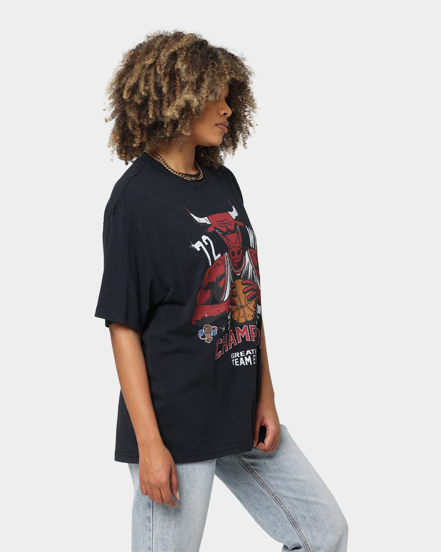 Mitchell & Ness Chicago Bulls 72 Wins Vintage T-Shirt Faded Black Style001
