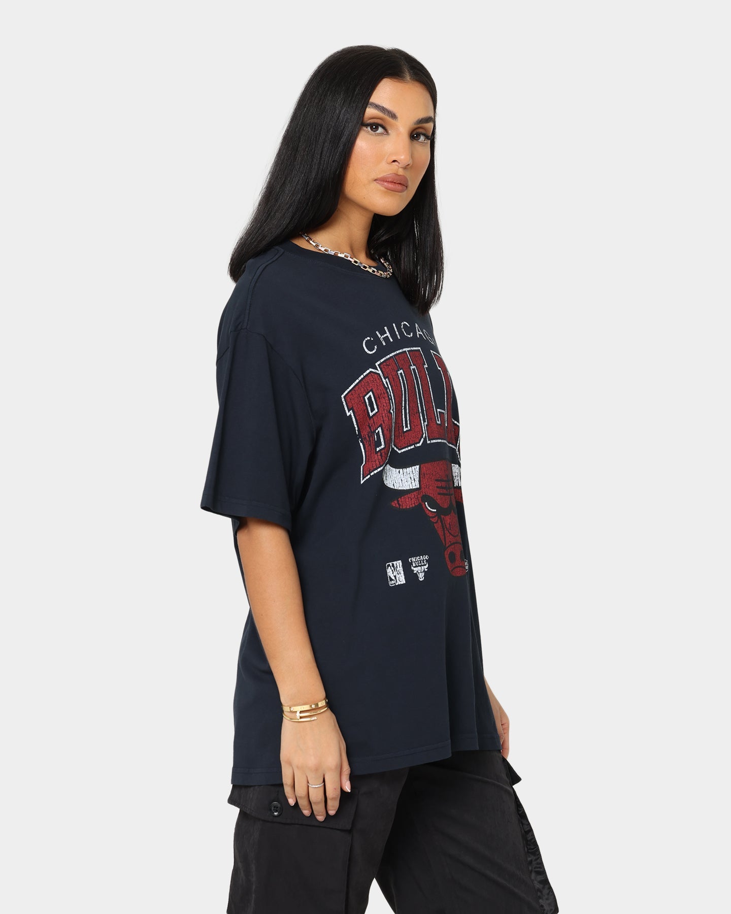 Mitchell & Ness Chicago Bulls XL Arch Vintage T-Shirt Faded Black Style001