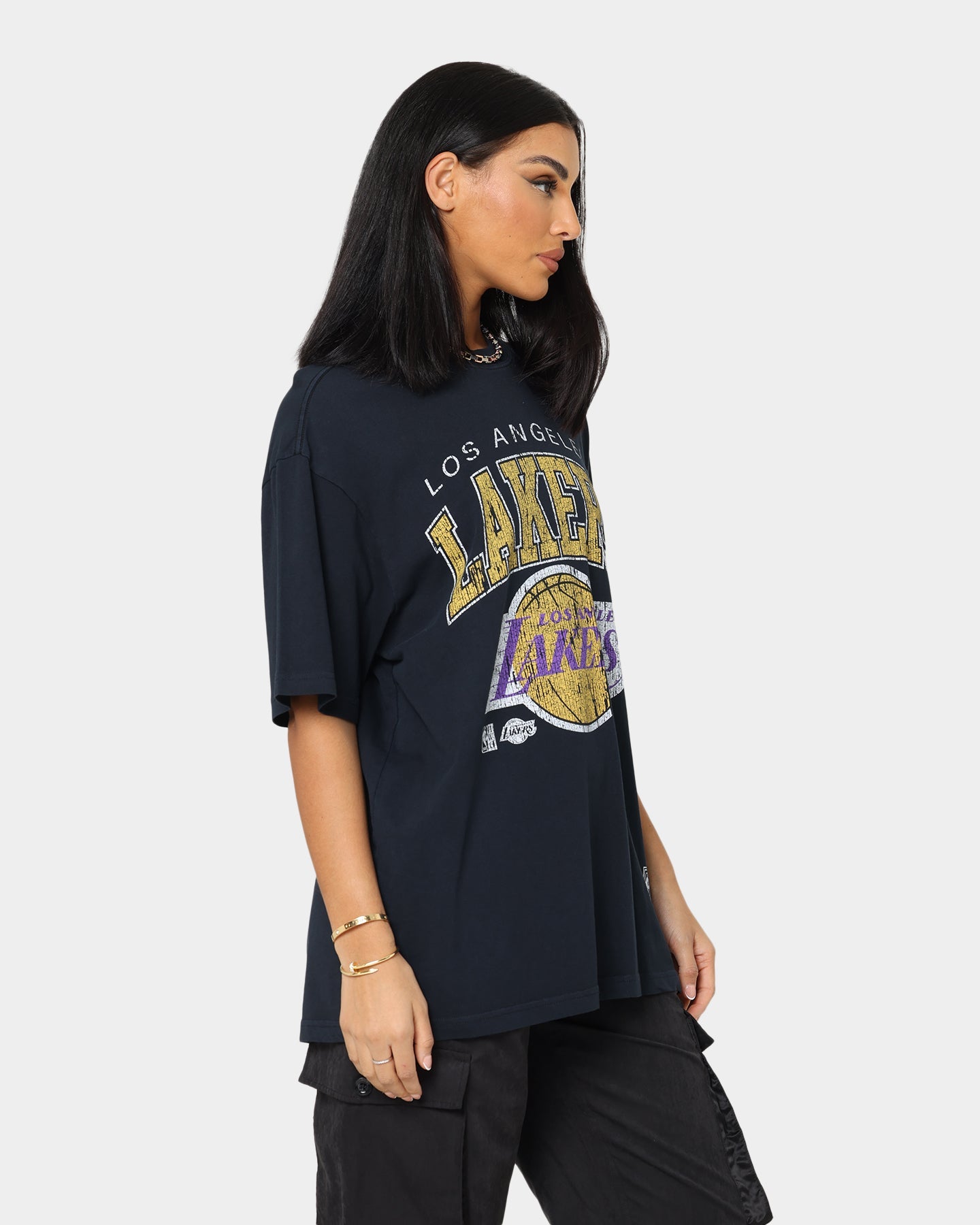 Mitchell & Ness Los Angeles Lakers XL Arch Vintage T-Shirt Faded Black Style001