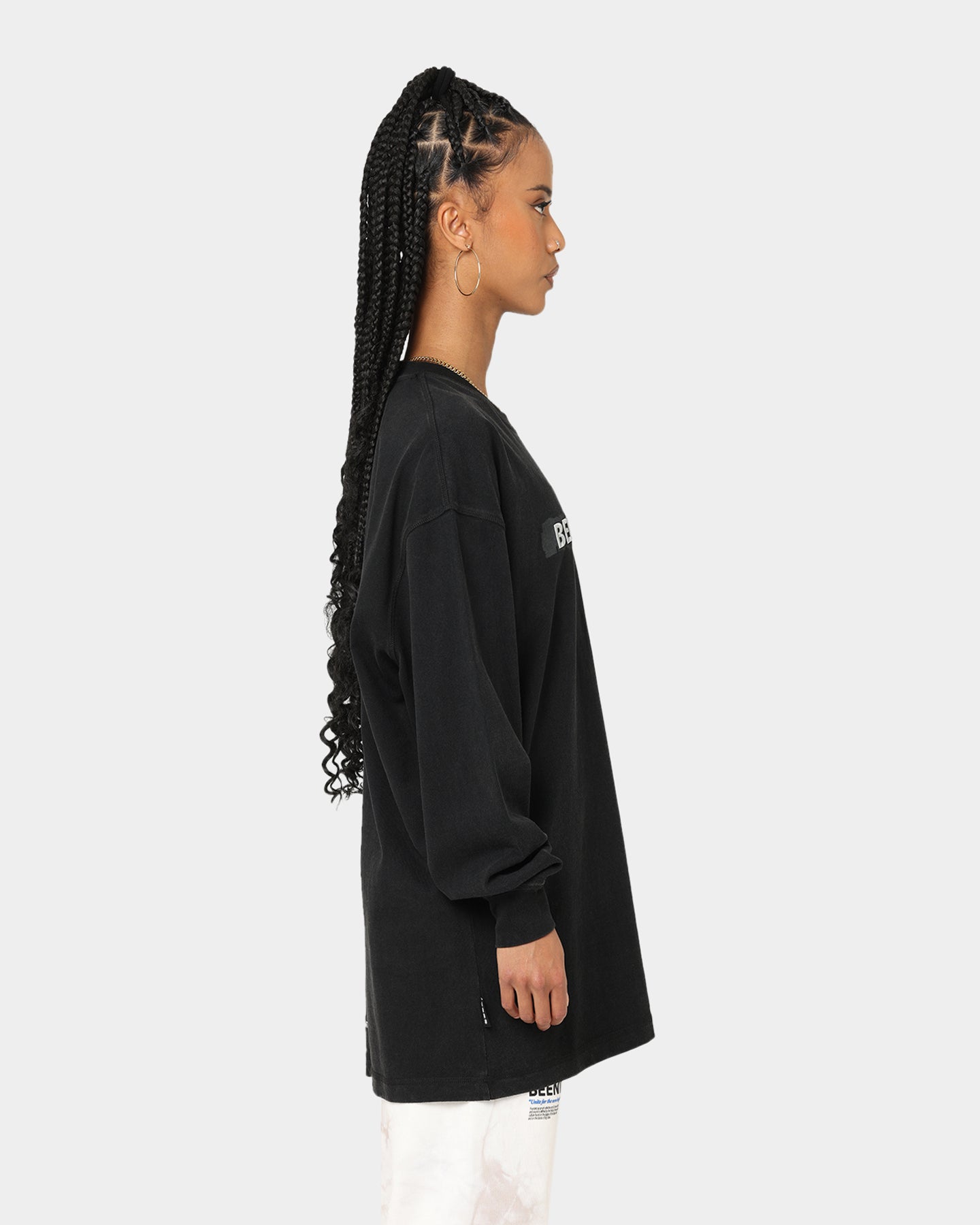 BEENTRILL Tonal Long Sleeve T-Shirt Black Style001