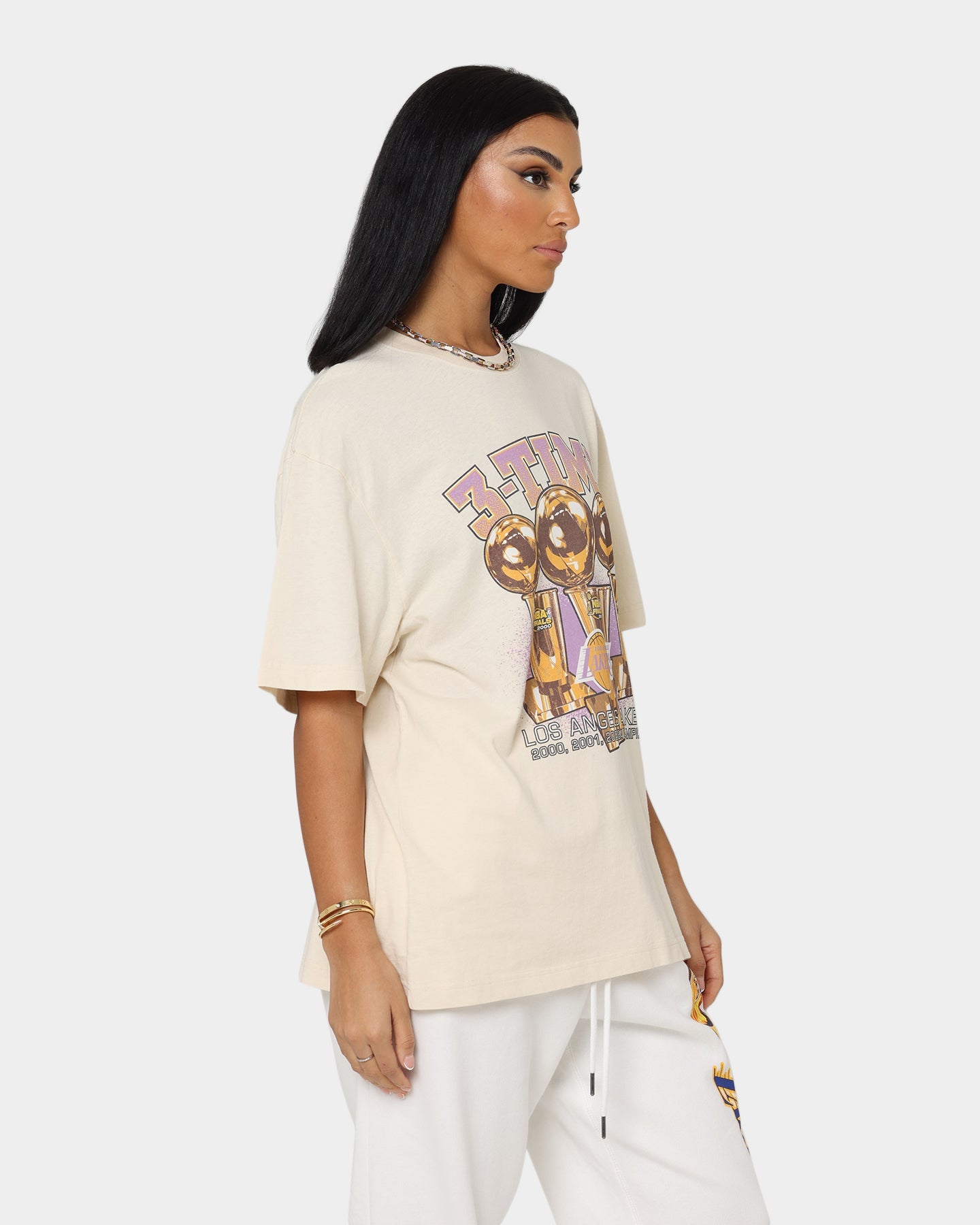 Mitchell & Ness Los Angeles Lakers 3-Peat Champs T-Shirt Khaki Style001