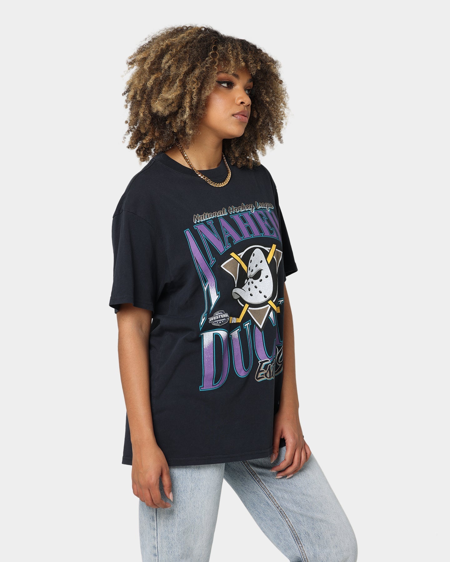 Majestic Athletic Anaheim Ducks Rise Graphic T-Shirt Faded Black Style001