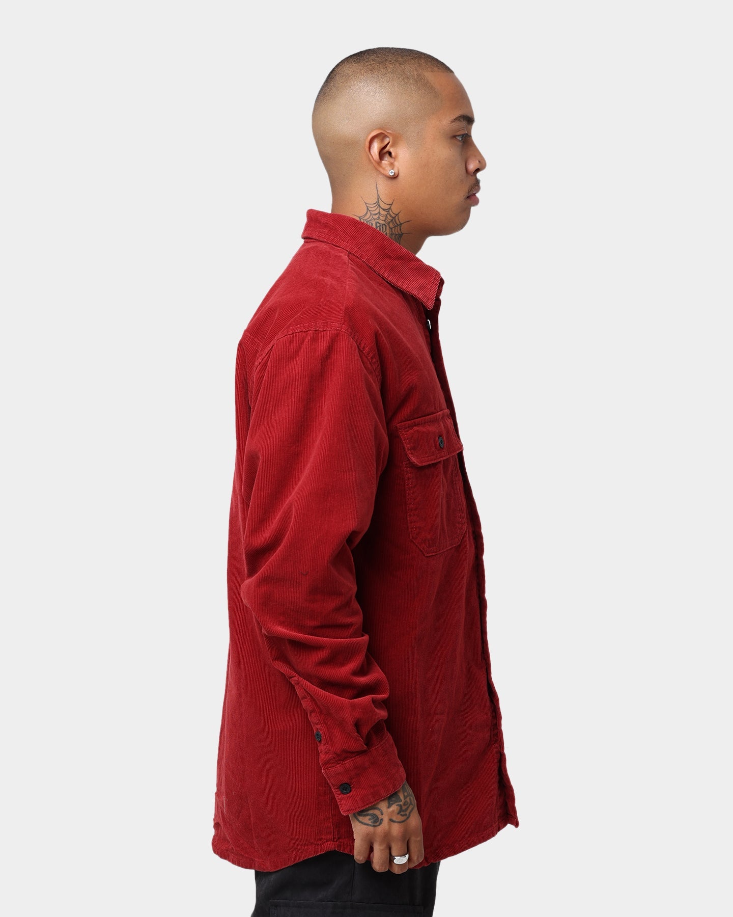 Karl Kani Chest Signature Corduroy Shirt Dark Red