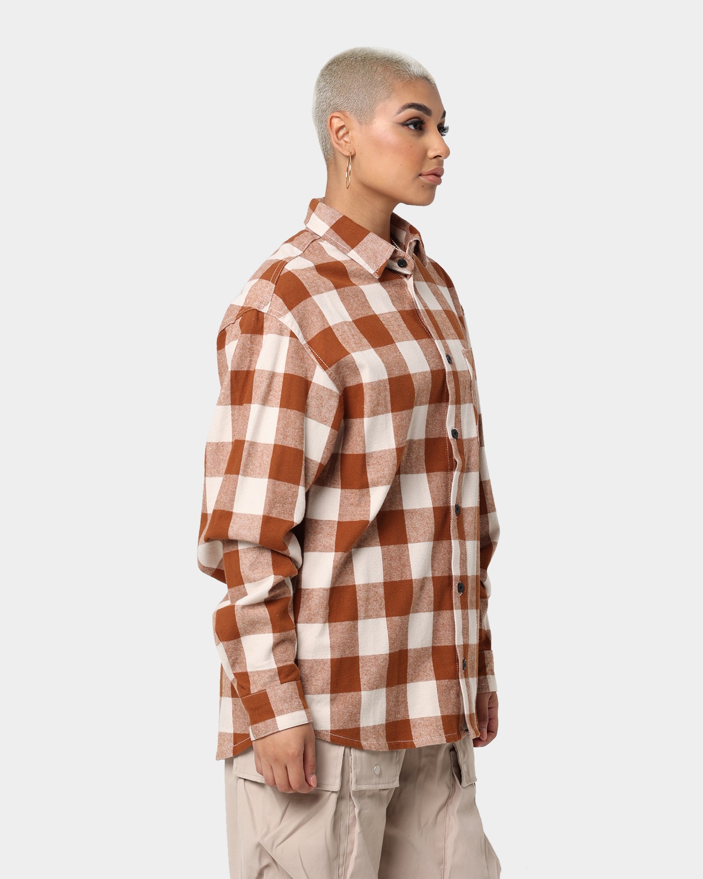 Karl Kani Chest Signature Flannel Shirt Cognac Style001