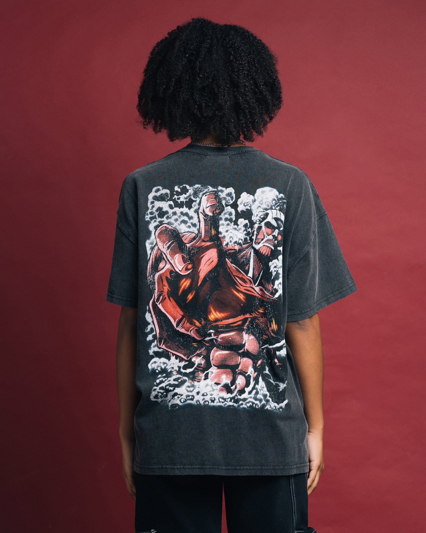 Goat Crew X Attack On Titan Colossal Titan Vintage T-Shirt Vintage Black Style001