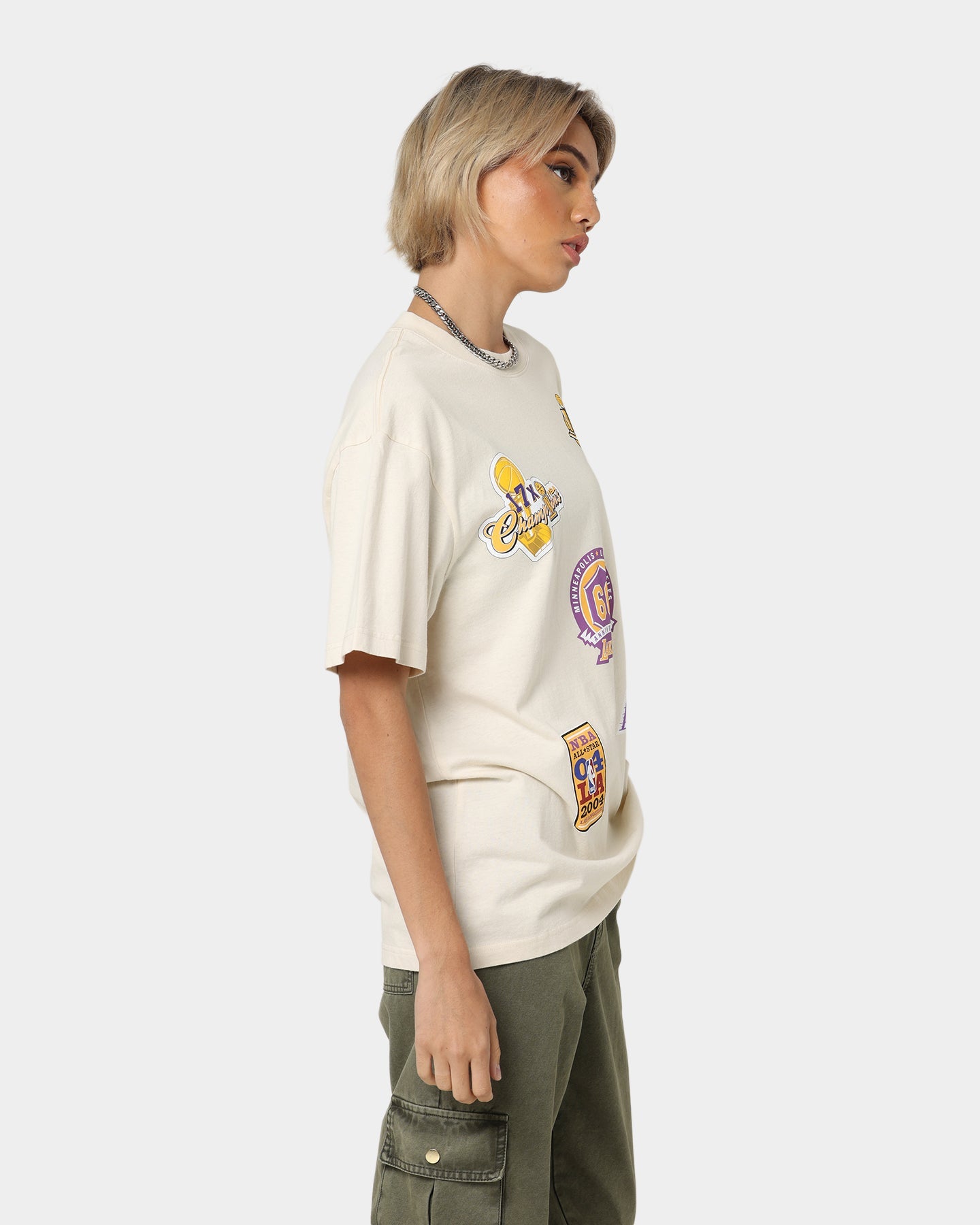 Mitchell & Ness Los Angeles Lakers Flight T-Shirt Faded Khaki Style001