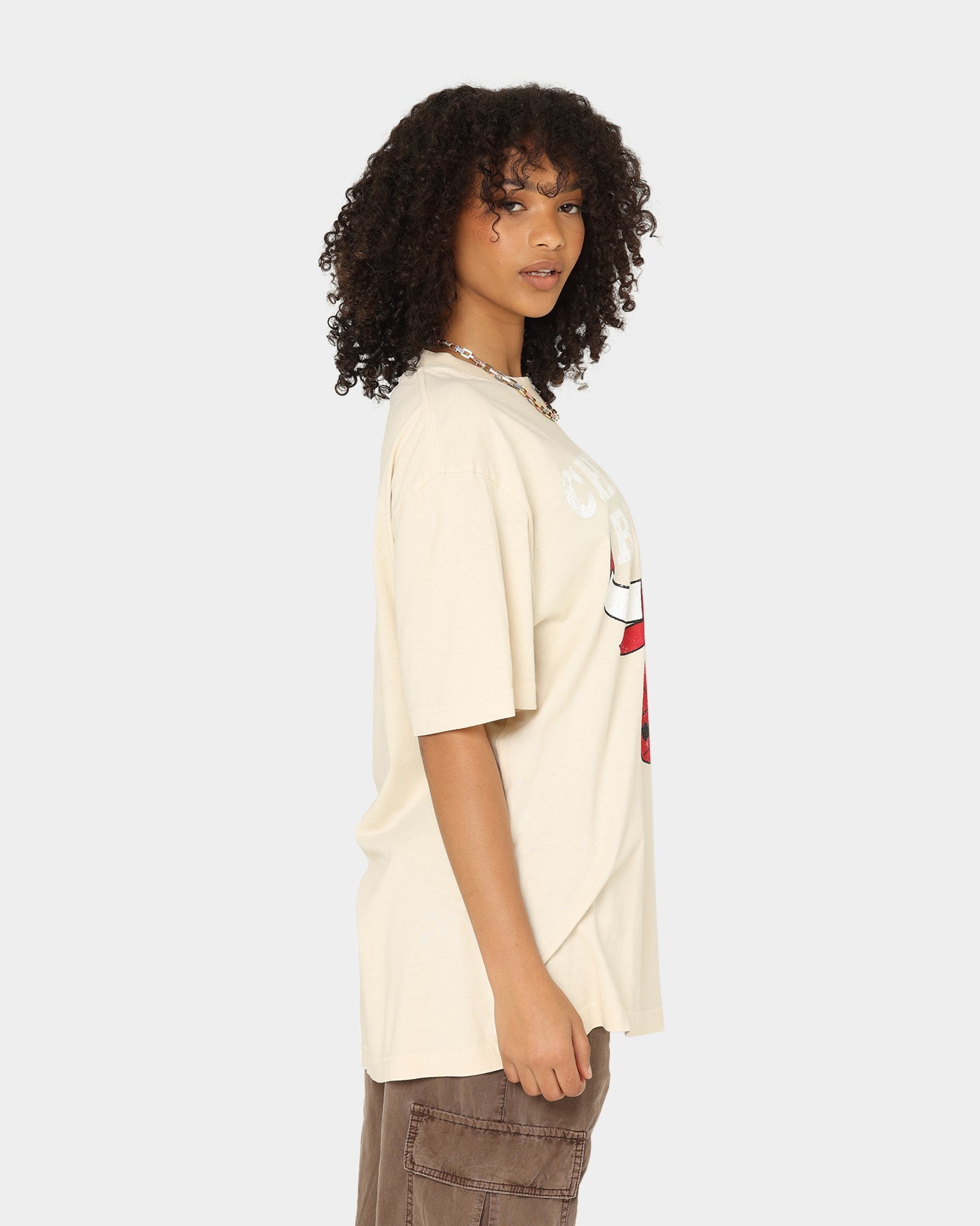 Mitchell & Ness Chicago Bulls Oversized Logo T-Shirt Sand Style001