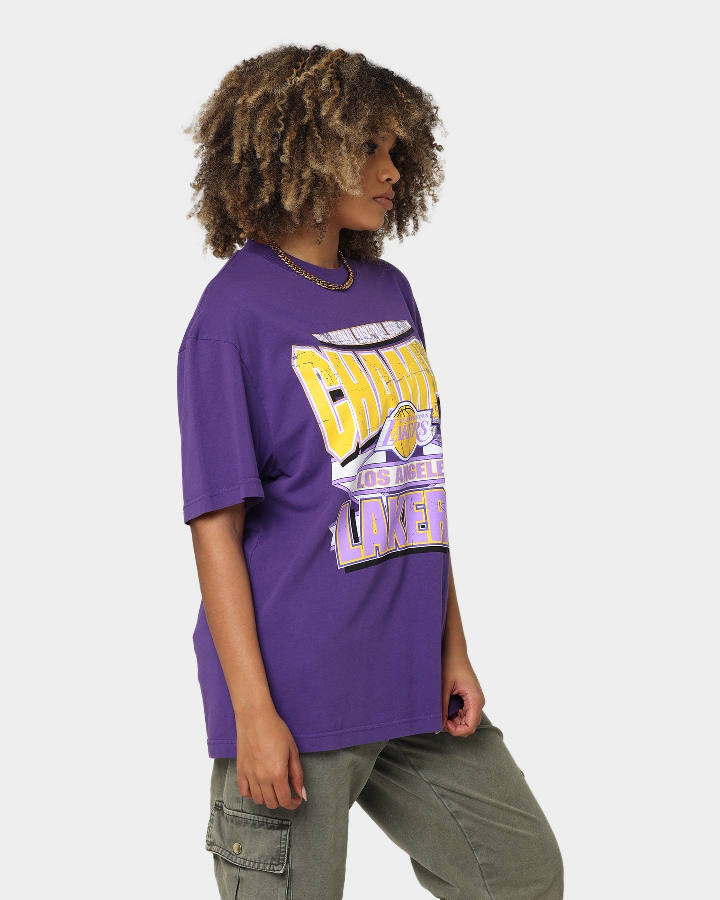 Mitchell & Ness Los Angeles Lakers Vintage Champs T-Shirt Faded Purple Style001