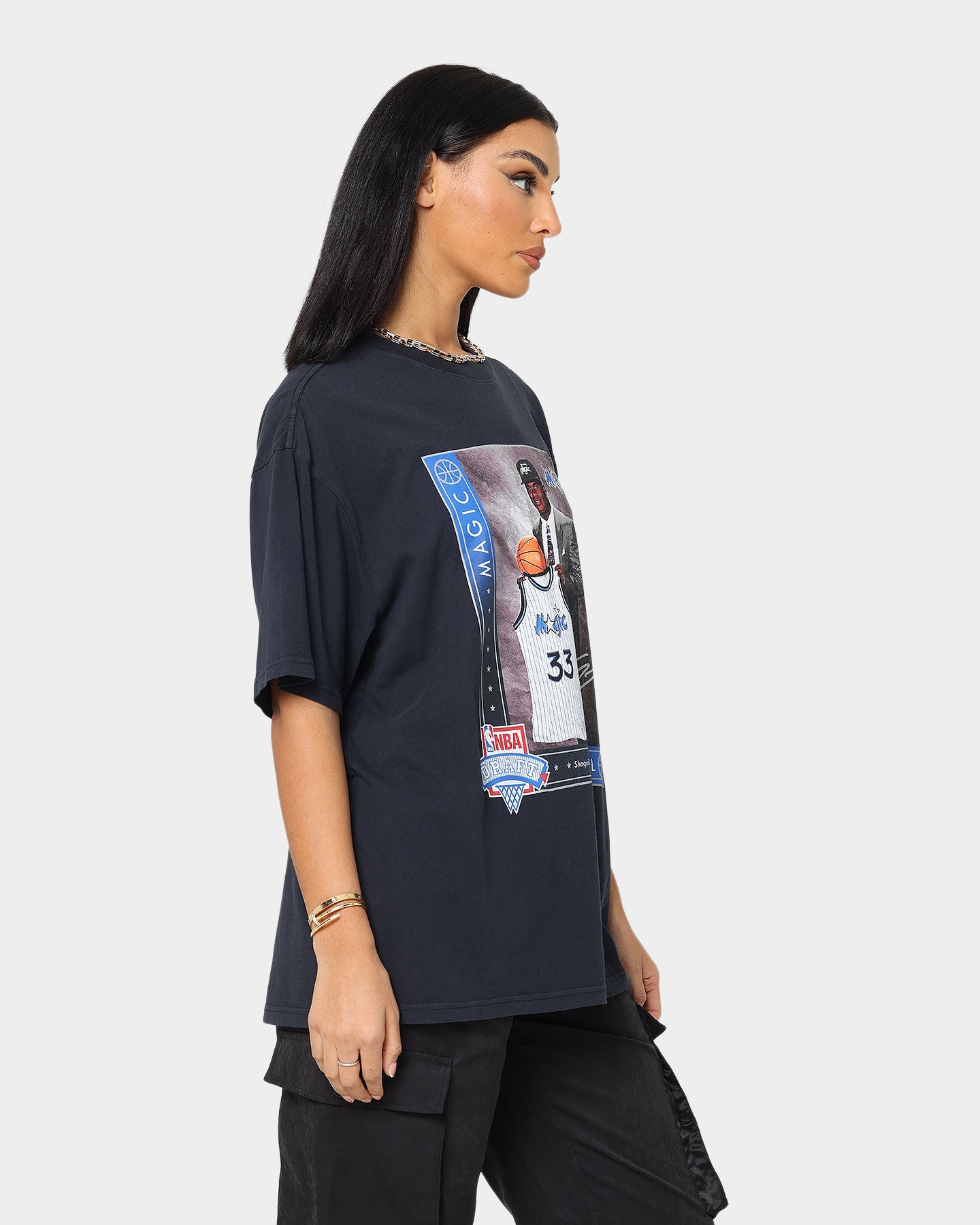 Mitchell & Ness Orlando Magic Shaquille O'Neal Draft Day Vintage T-Shirt Faded Black Style001