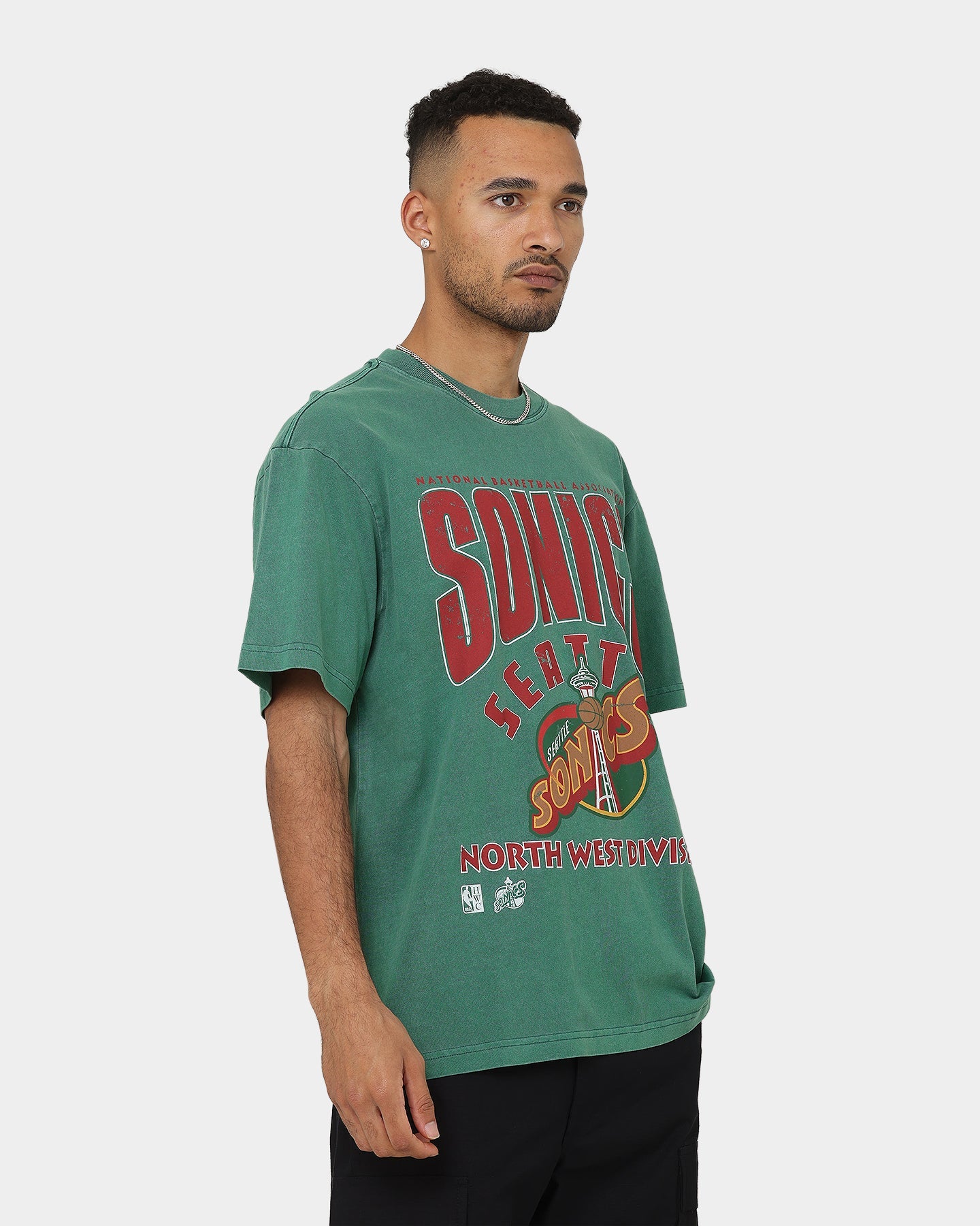 Mitchell & Ness Seattle Sonics Division Arch T-Shirt Faded Green