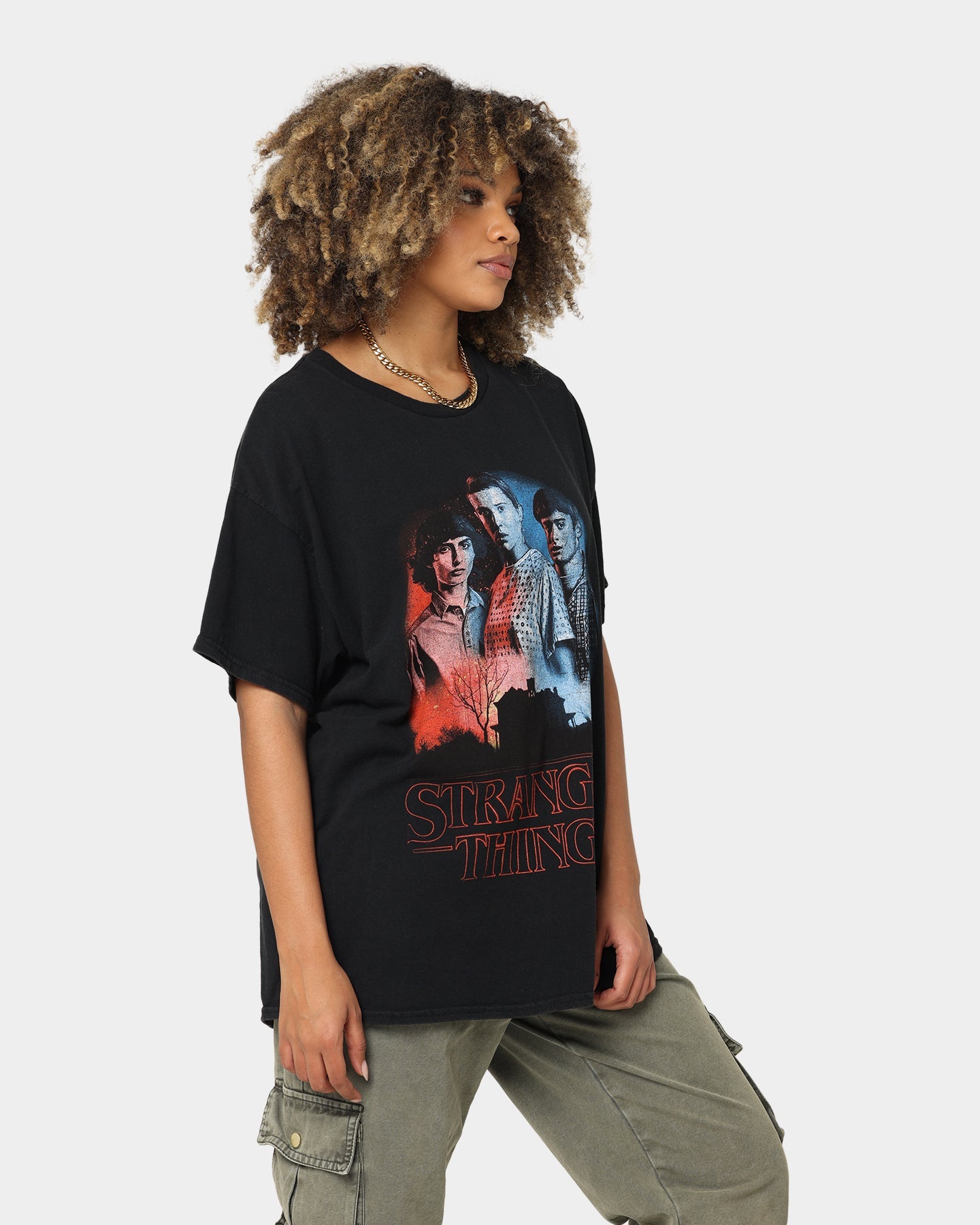 Goat Crew X Stranger Things Beginning Vintage T-Shirt Washed Black Style001