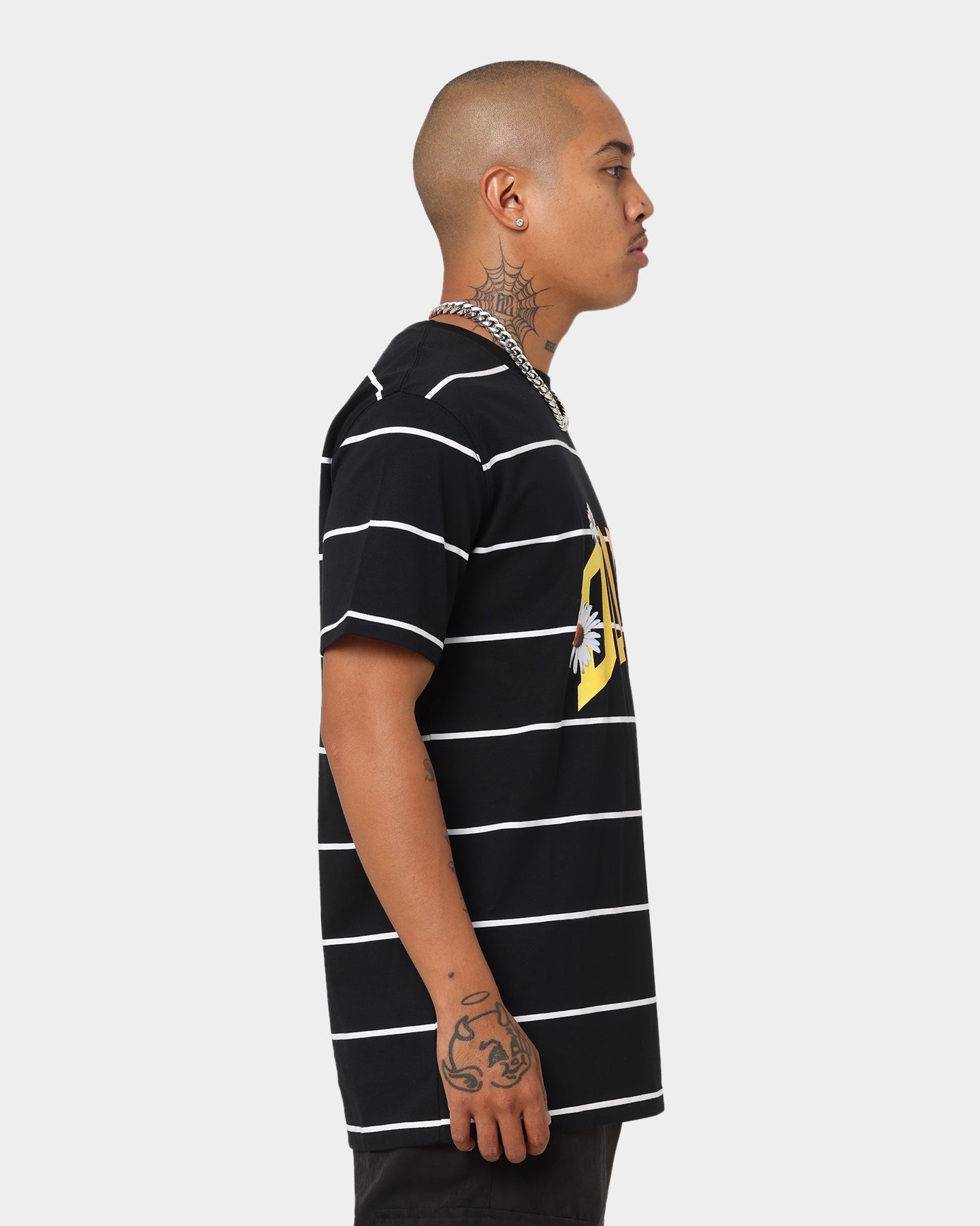 Dope Daisy Stripe T-Shirt Black/White/Multi-Coloured