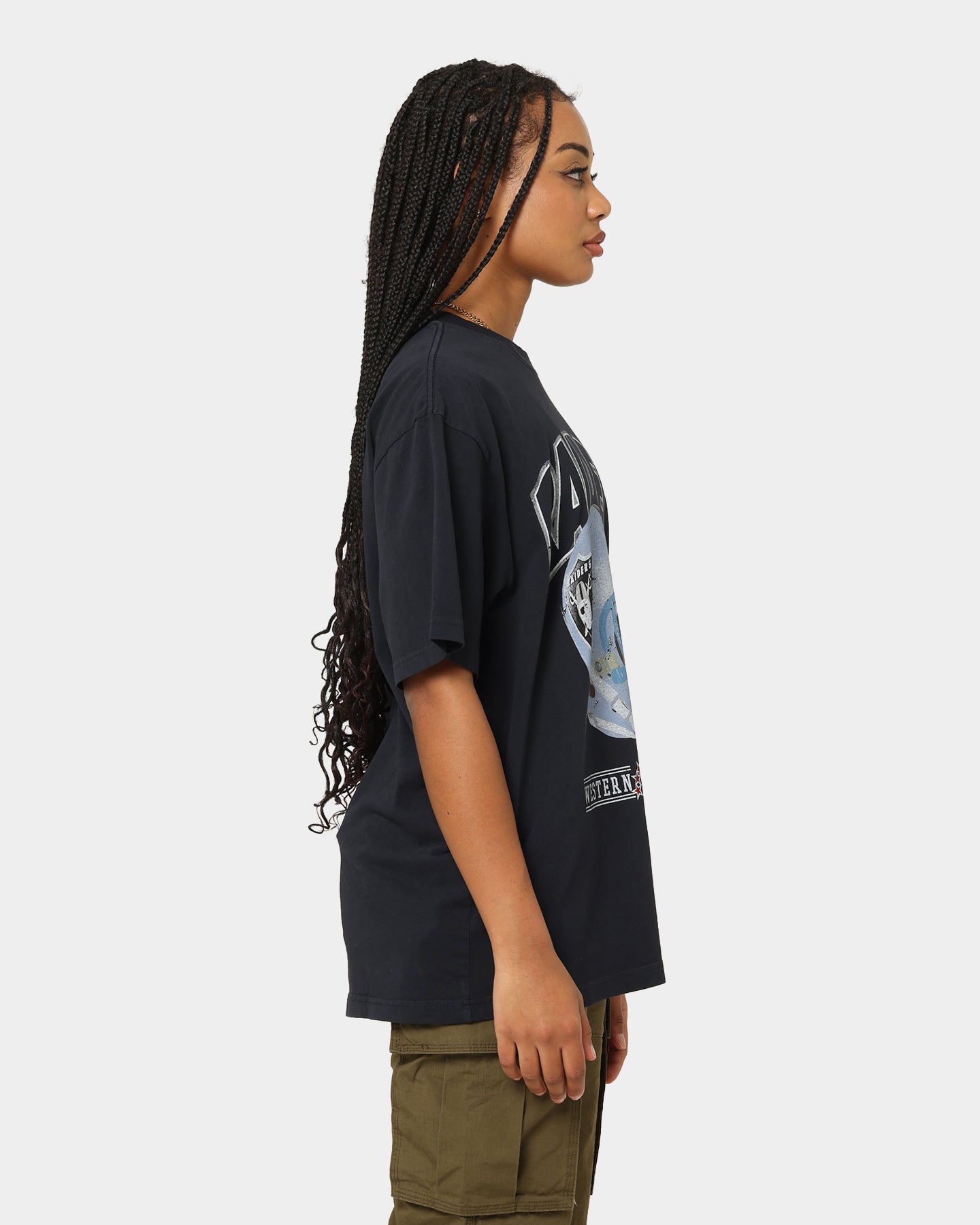 Mitchell & Ness Las Vegas Raiders Helmet Vintage T-Shirt Faded Black Style001