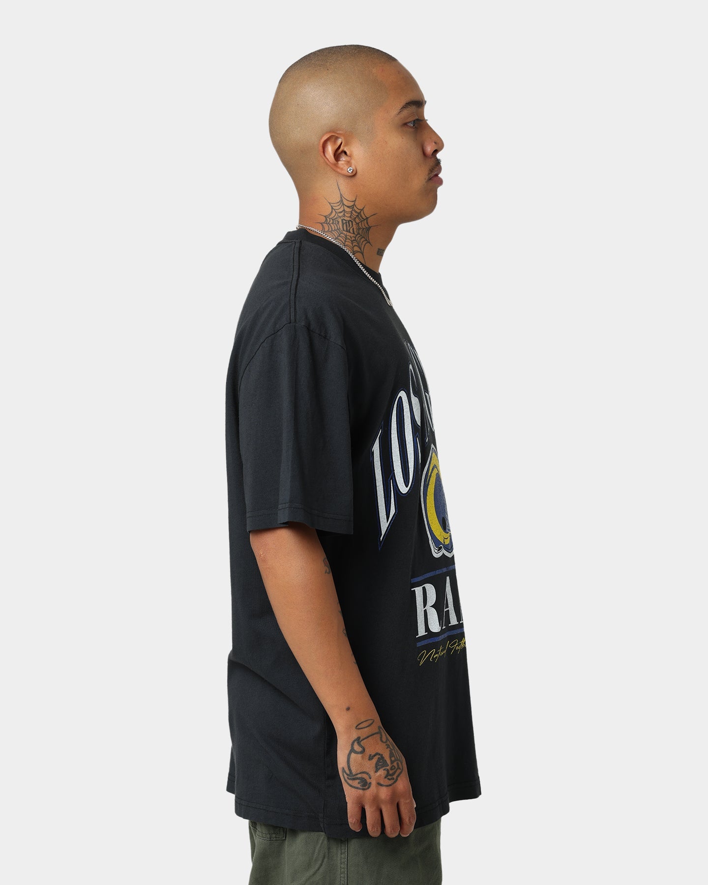 Majestic Athletic Los Angeles Rams Helmet Arch T-Shirt Faded Black