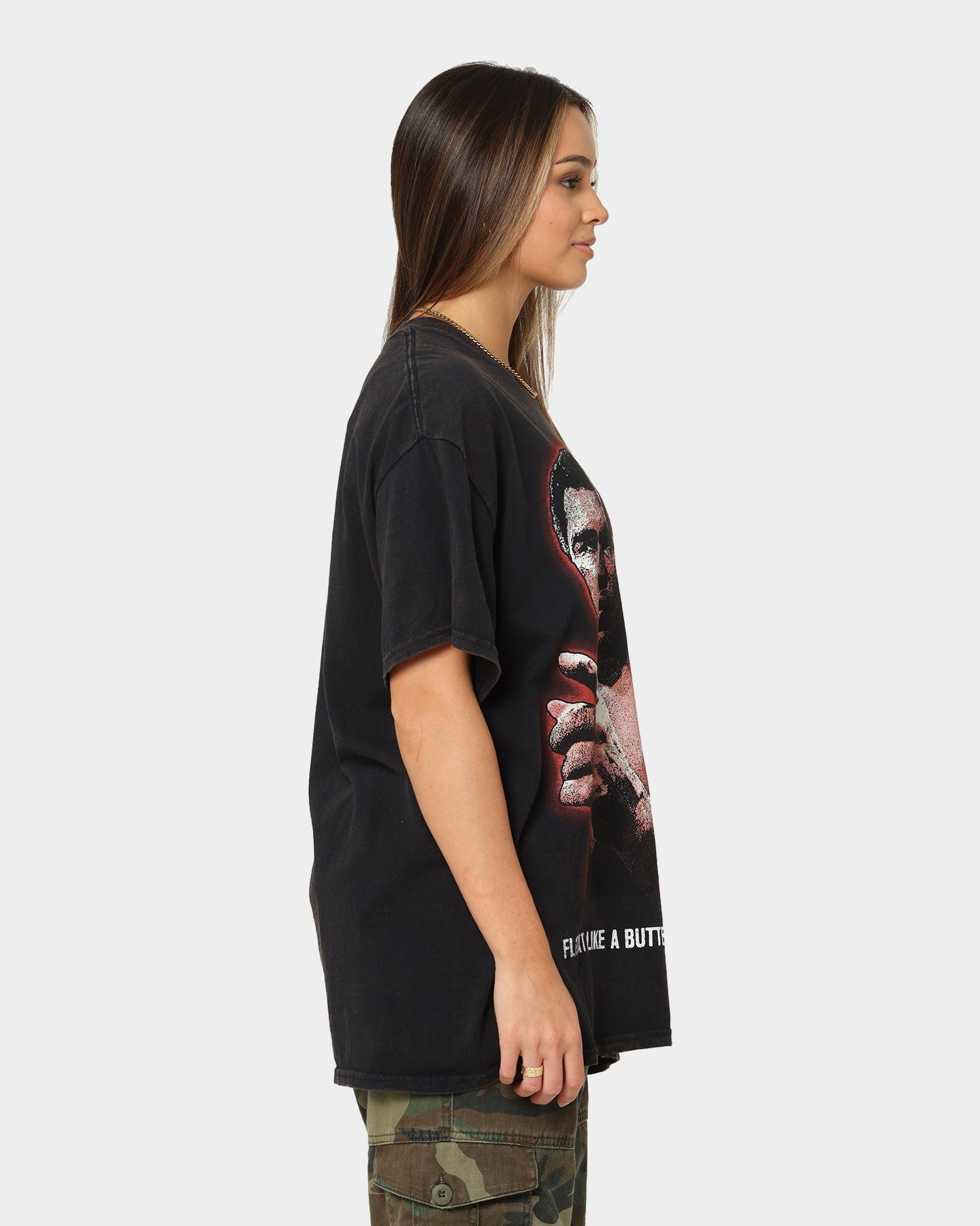 Goat Crew X Muhammad Ali Slogan T-Shirt Black Wash Style001