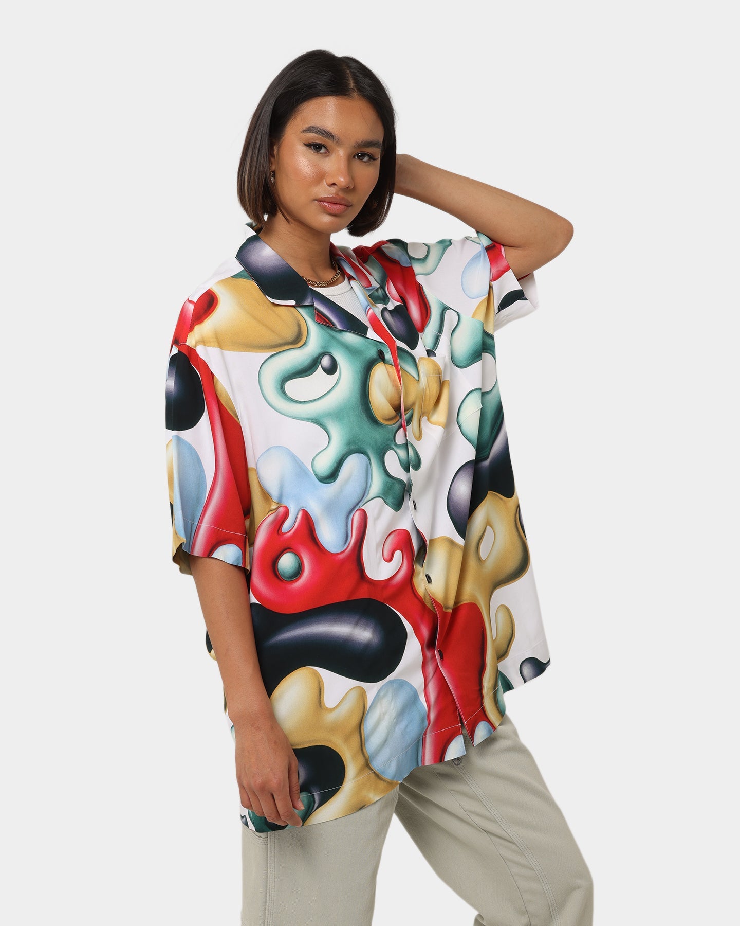 Carré X Kenny Scharf Blobareblob Button Up Shirt Off White Style001