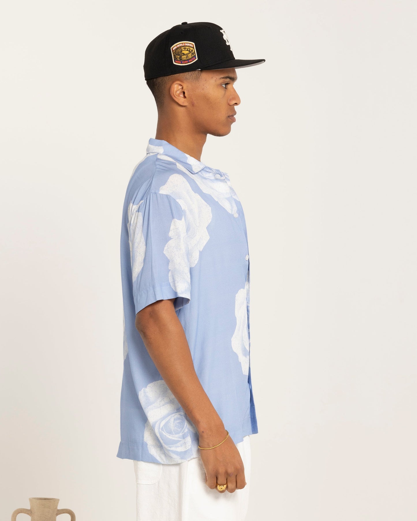 Carre Rose Bunch Button Up Shirt Light Blue