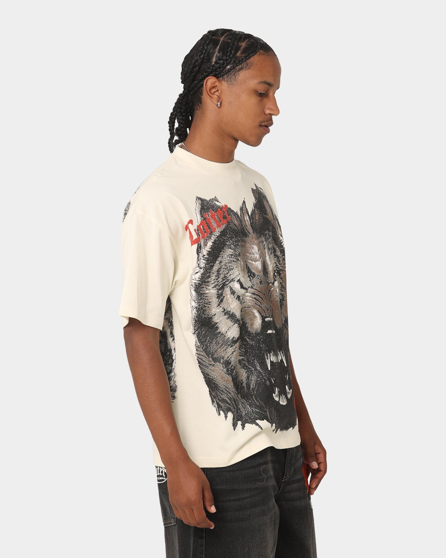 Loiter Wolf Pack Vintage T-Shirt Ecru