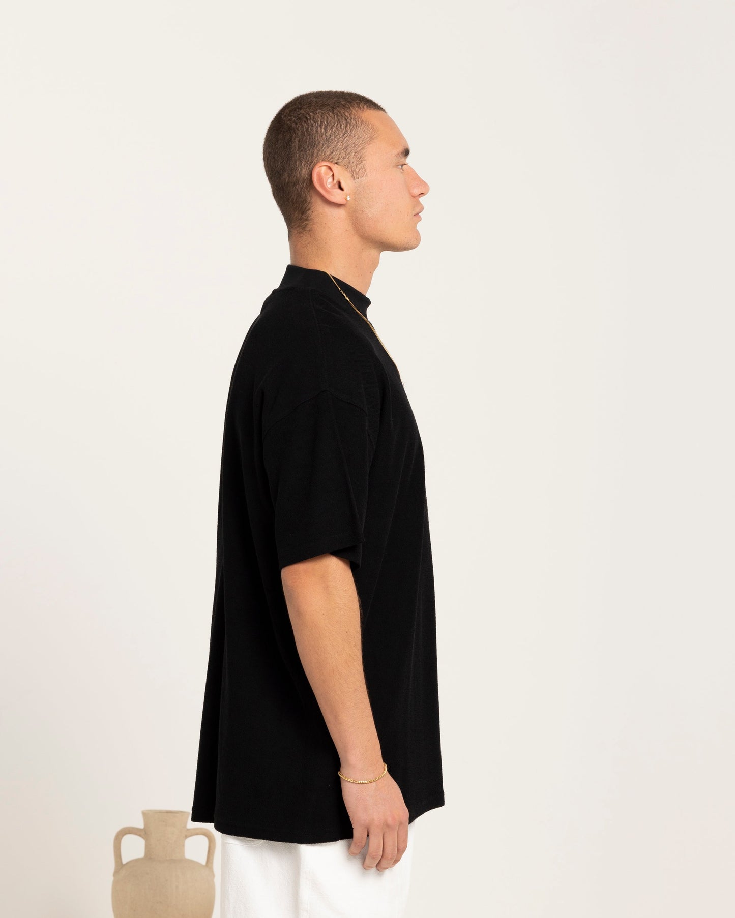 Carre Terry Oversized T-Shirt Black