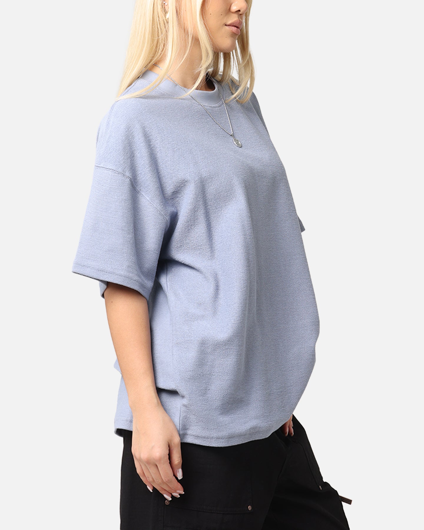 Carre Terry Oversized T-Shirt Blue Style001