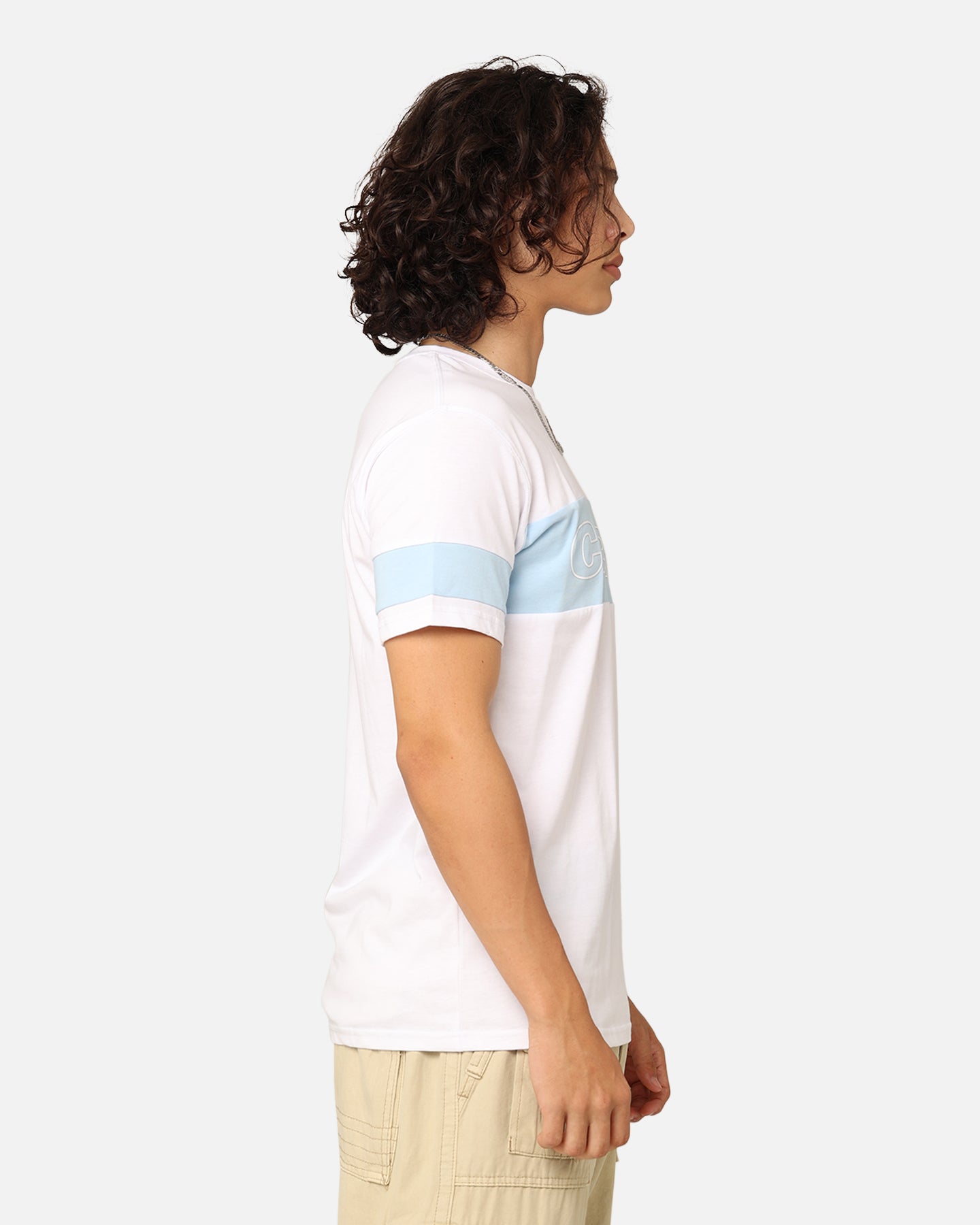 Carre Bars T-Shirt White/Light Blue
