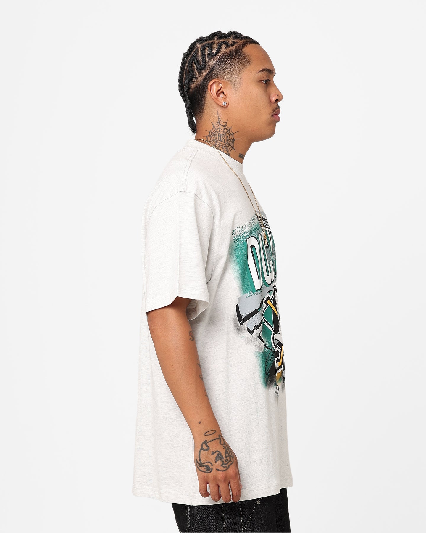 Mitchell & Ness Anaheim Ducks Abstract T-Shirt Silver Marle