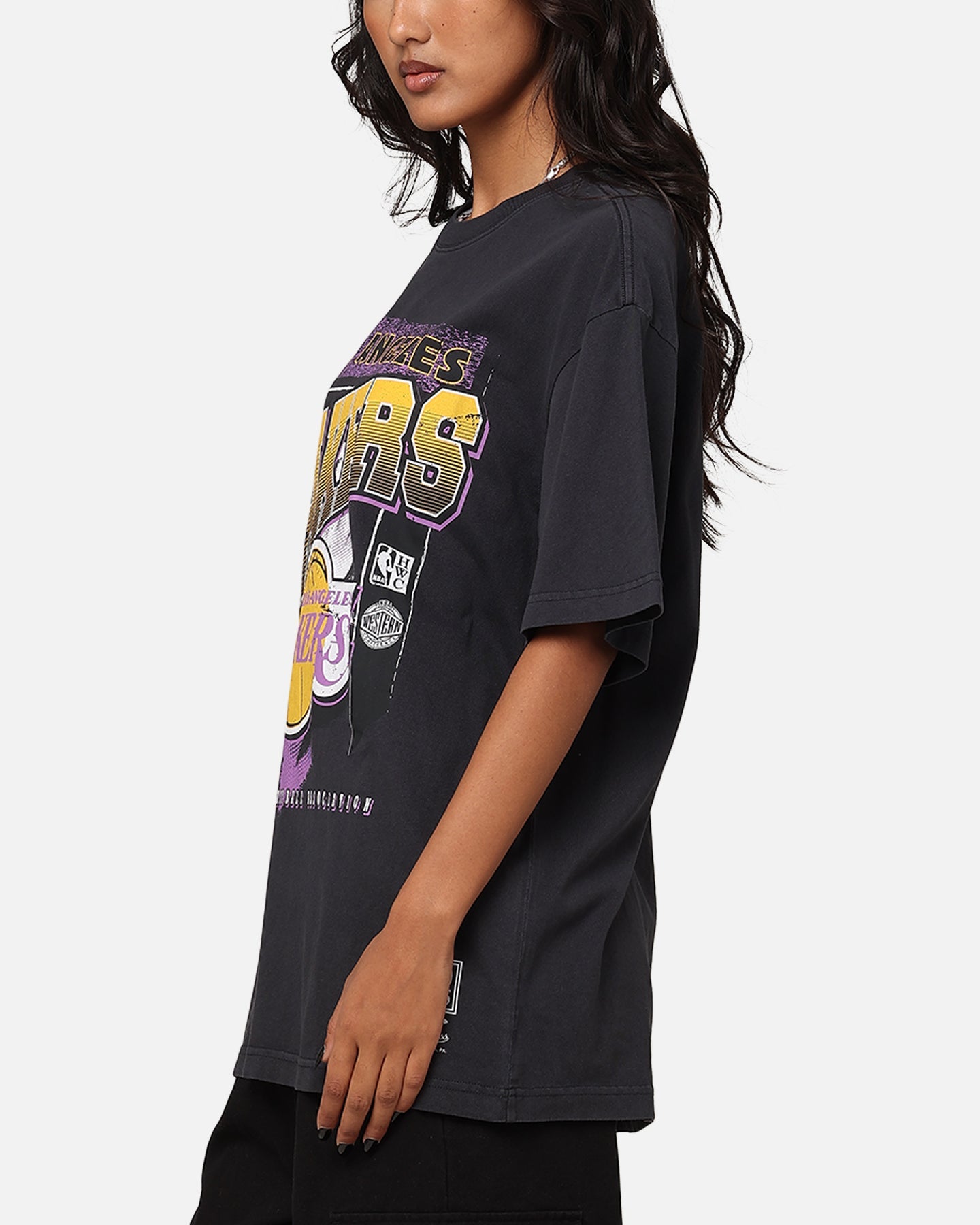 Mitchell & Ness Los Angeles Lakers Brush Off 2.0 T-Shirt Faded Black Style001