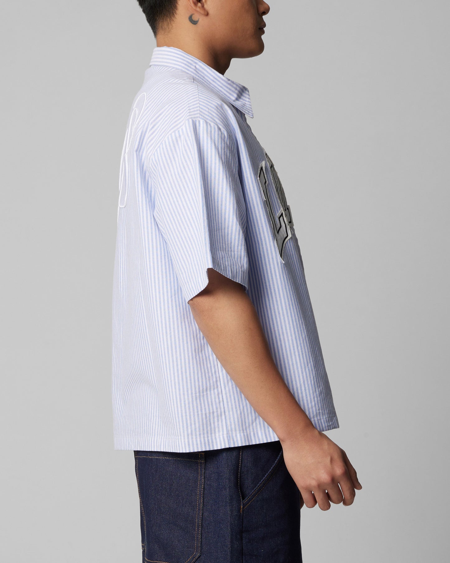 Loiter Studio Zip Shirt Blue Stripe