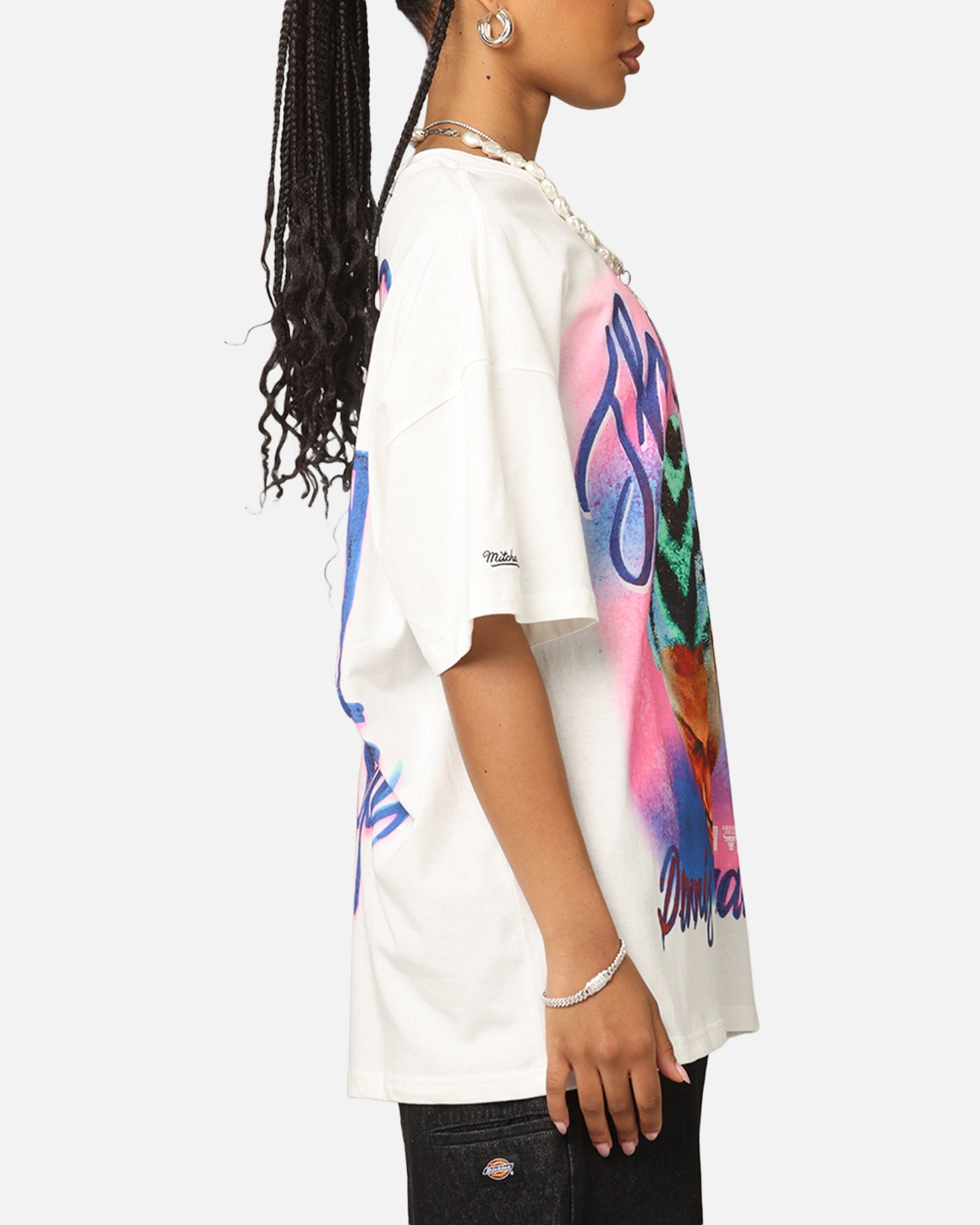 Mitchell & Ness Chicago Bulls Dennis Rodman Airbrushed T-Shirt Vintage White Style001