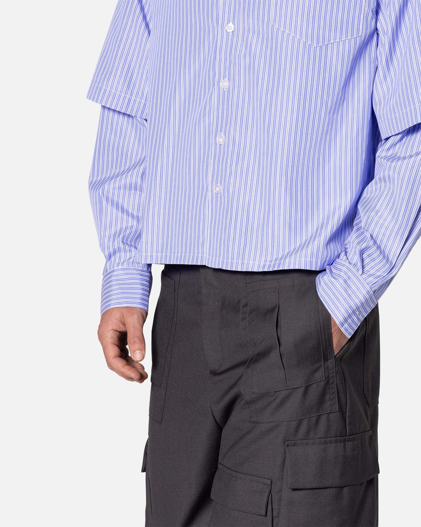 MNML Double Layer Pinstripe Shirt Blue