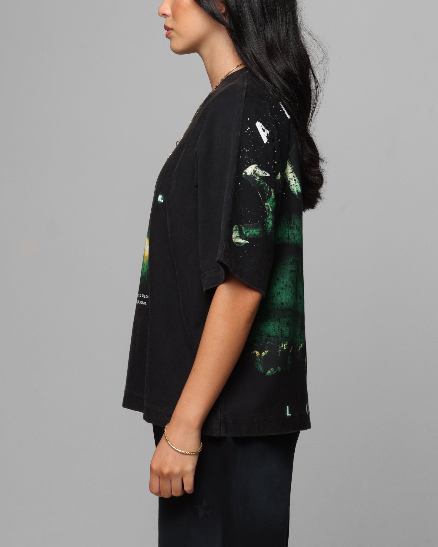 Loiter Alien Boxy T-Shirt Washed Black Style001