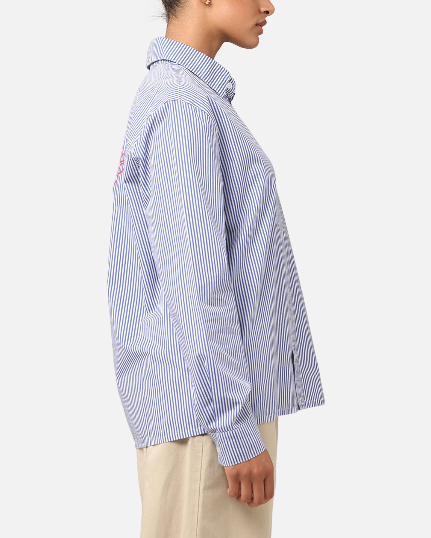 Carre Dice Club Long Sleeve Button Up Shirt Pinstripe Style001