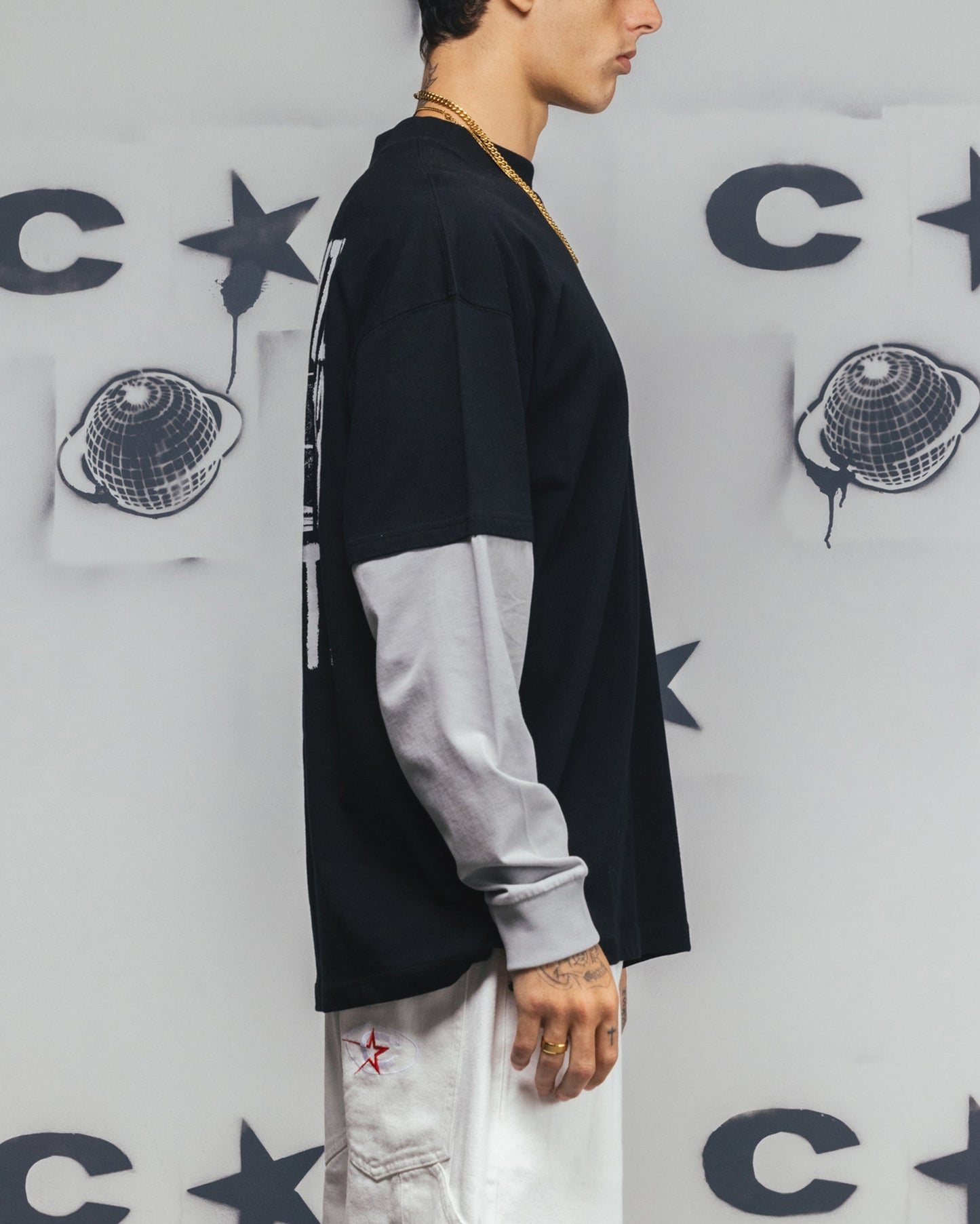 Carre Rear Vision Long Sleeve T-Shirt Black/White