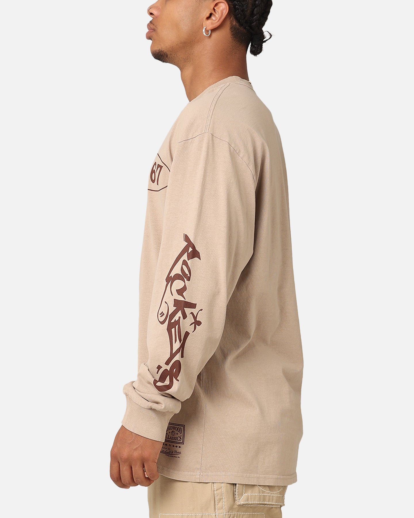 Mitchell & Ness Houston Rockets Tag Long Sleeve T-Shirt Khaki