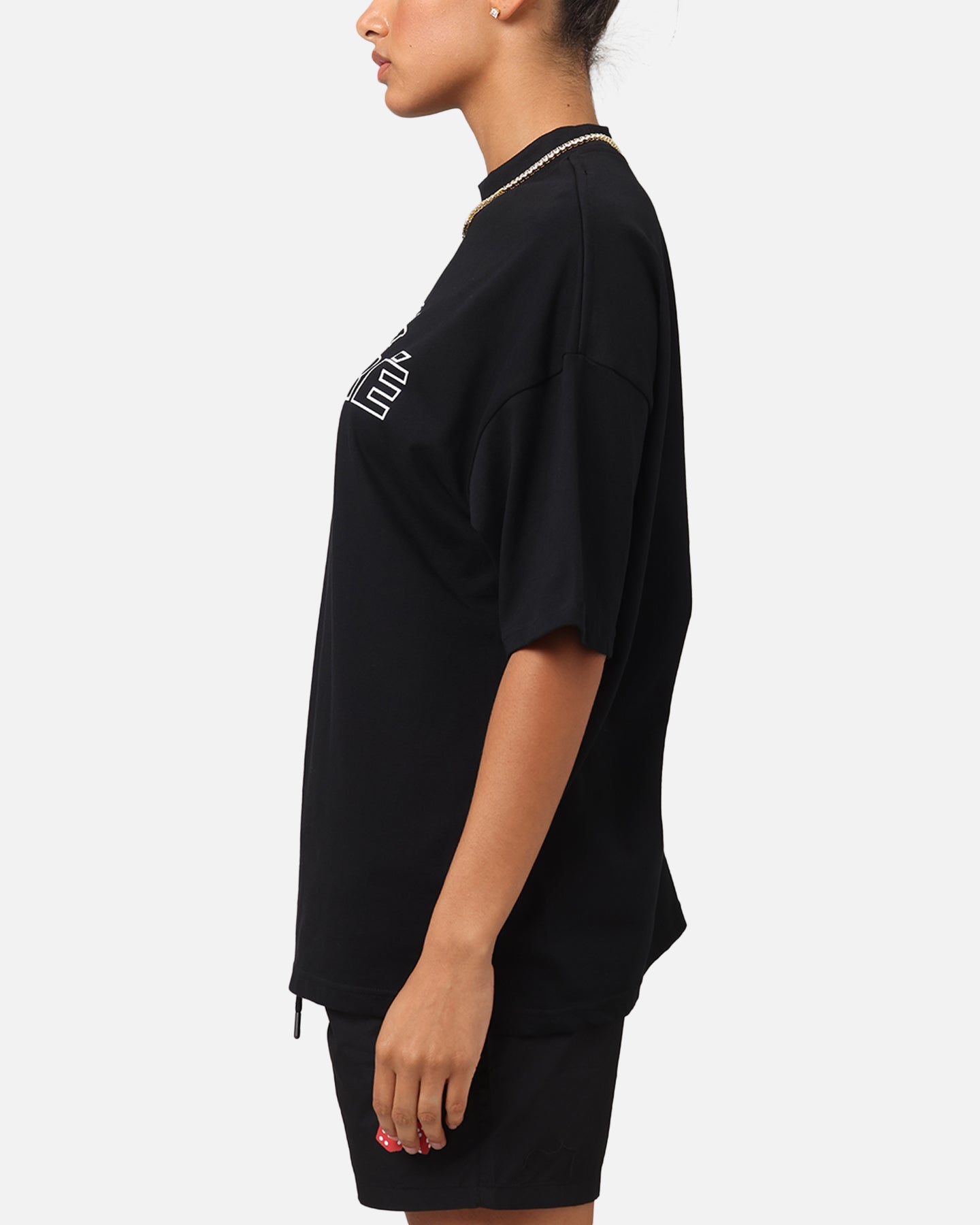 Carre Rosebud Mock Neck T-Shirt Black Style001