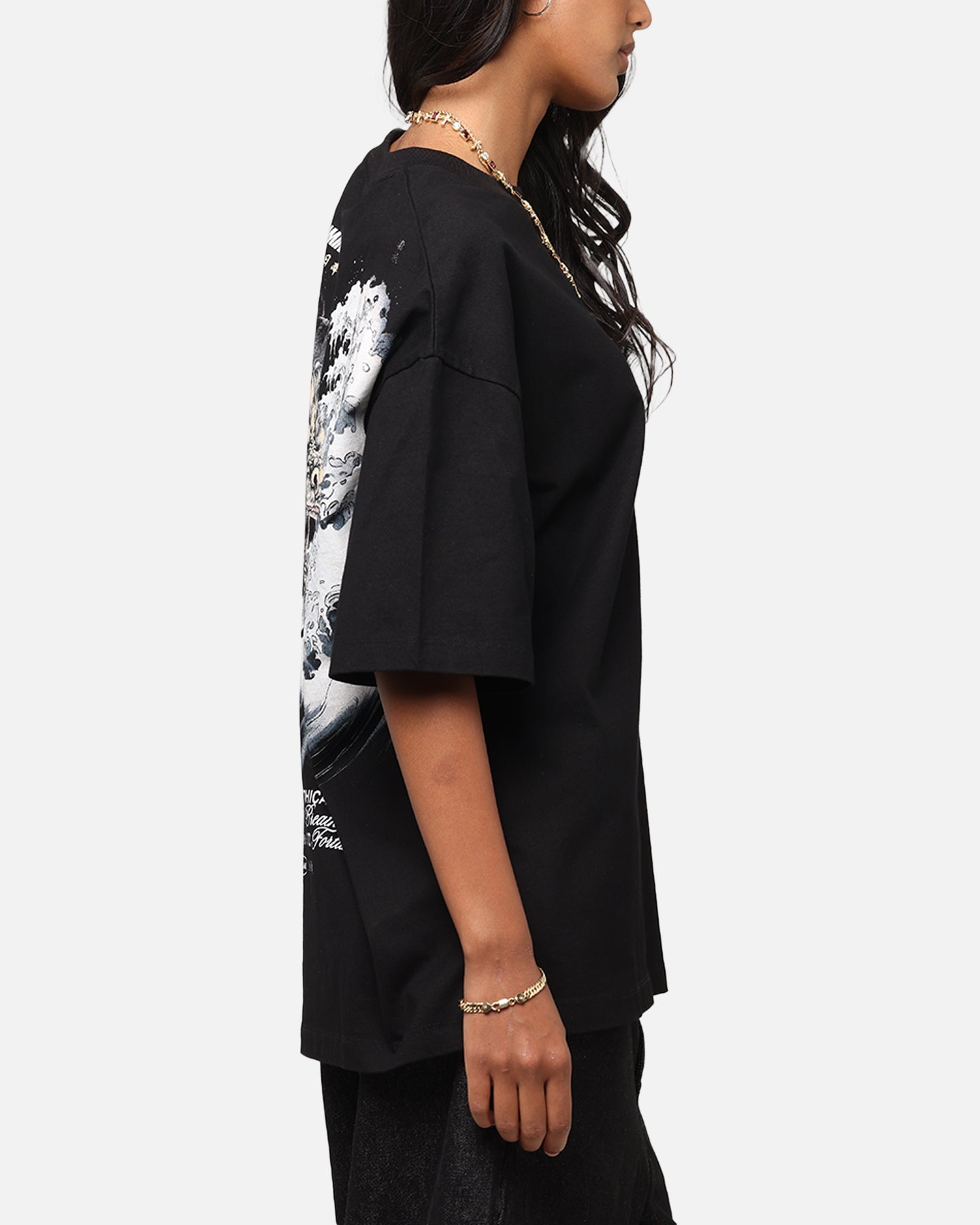 Criminal Damage Dragon Wave T-Shirt Washed Black Style001