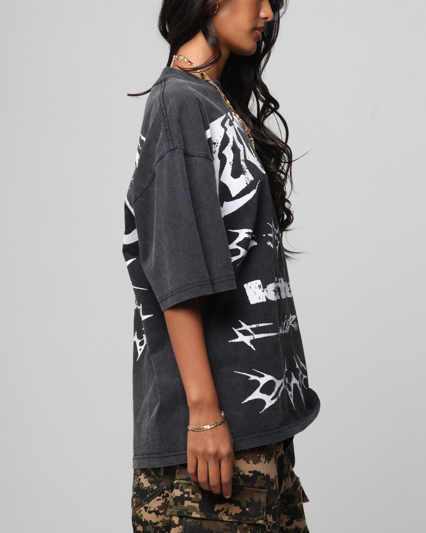 Loiter Metal Stacked Vintage T-Shirt Vintage Black Style001