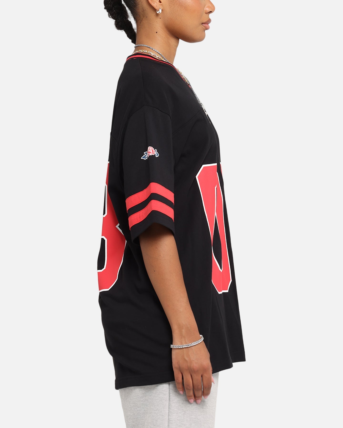 Carre Rose Football T-Shirt Black/Red Style001