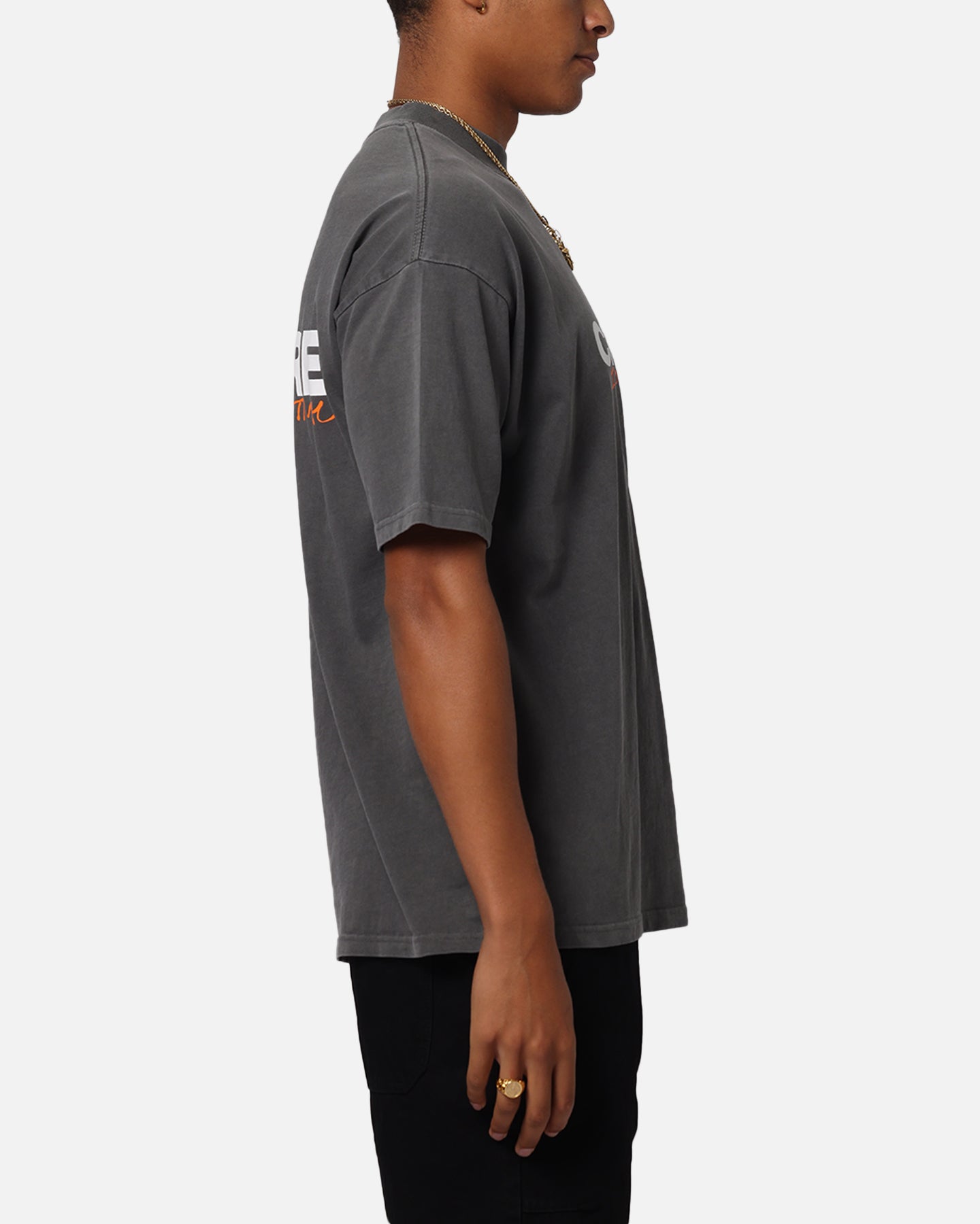 Carre Handdrawn Mock Neck T-Shirt Washed Charcoal