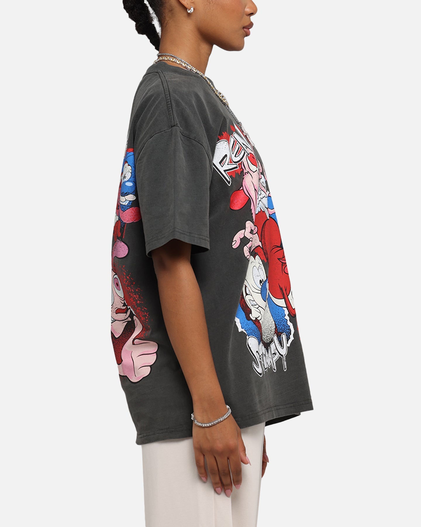 American Thrift X Nickelodeon Ren And Stimpy Heavy T-Shirt Black Wash Style001