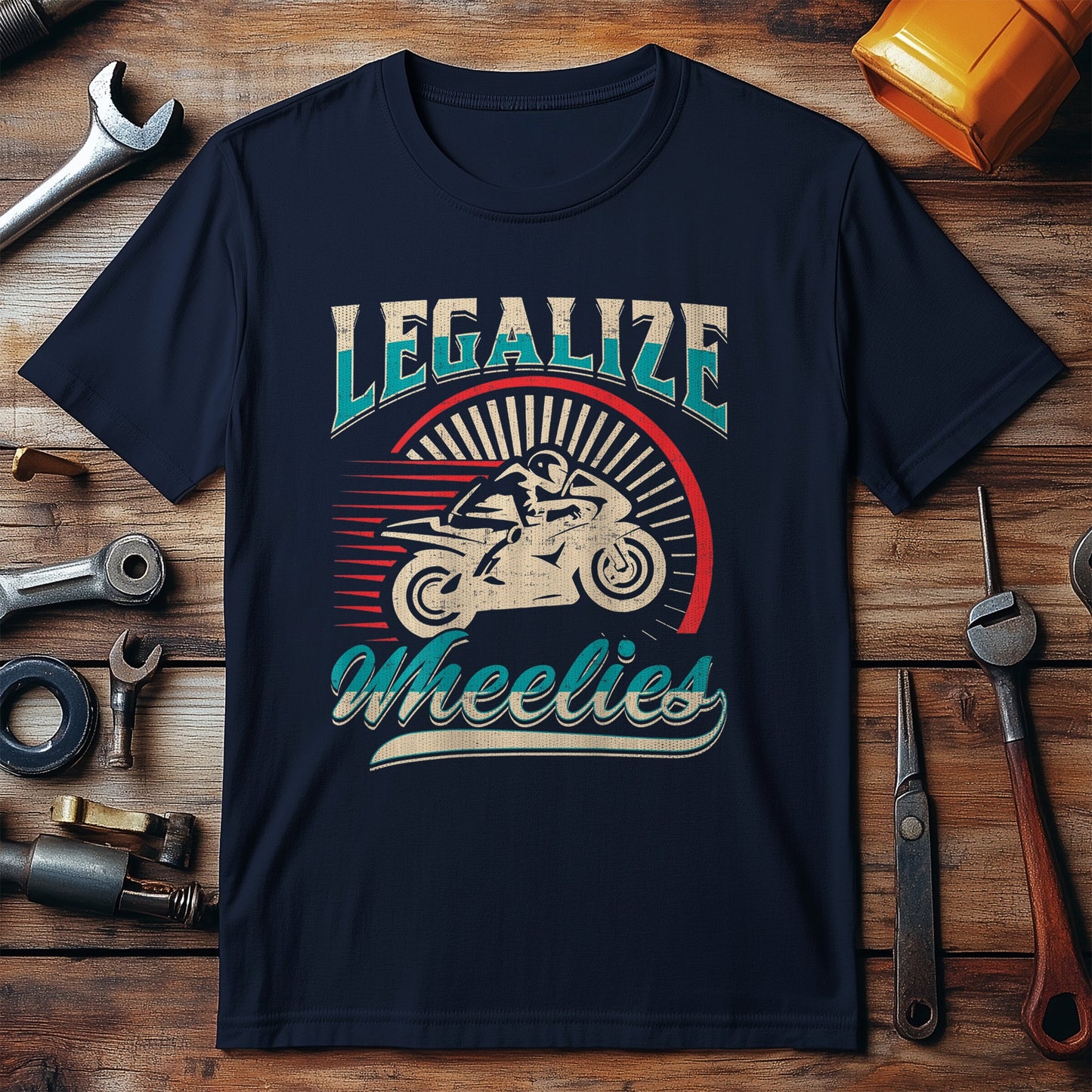 Wheelie Funny Biker T-Shirt - Rev Up