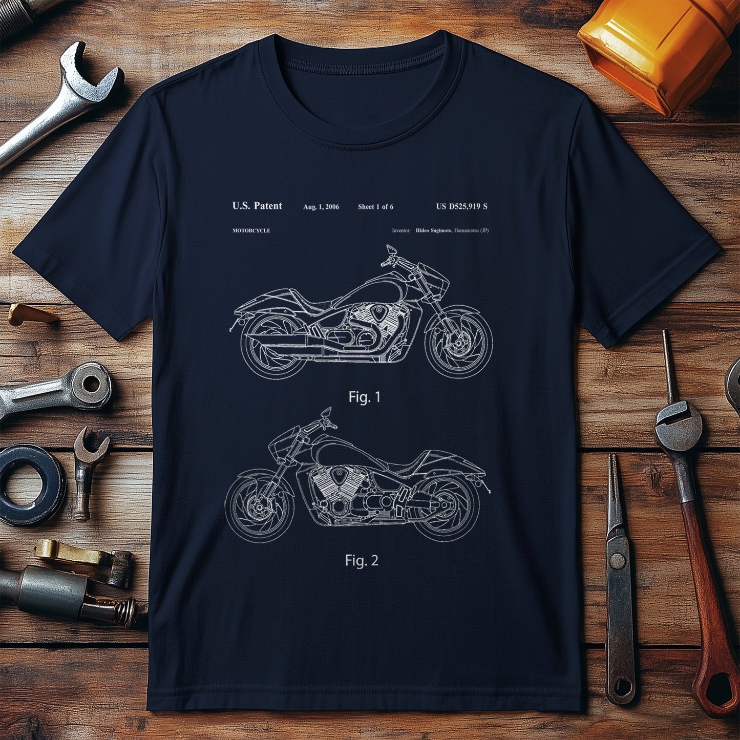 Motorcycle Patent Blueprint T-Shirt