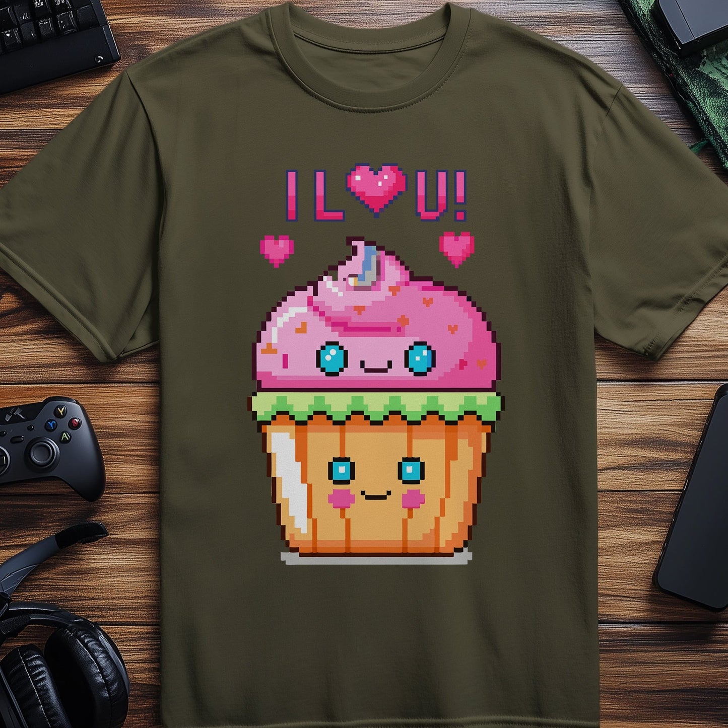 Pixel 64 I Love You Cupcake T-shirt